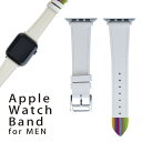 アップルウォッチ 用 バンド Apple Watch 用 取替 レザー ベルト 男性 42mm 44mm 45mm メンズ AppleWatch用 全シリーズ対応 初代・Series2・Series3・Series4・Series5・Series6・Series7・SE 対応 006213 ストライプ　カラフル　模様