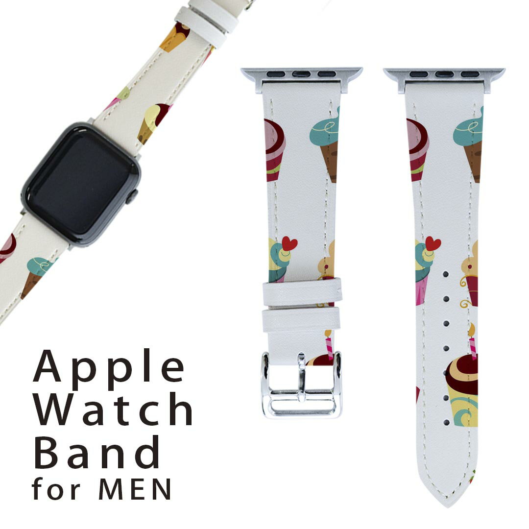 楽天スマコレアップルウォッチ 用 バンド Apple Watch 用 取替 レザー ベルト 男性 42mm 44mm 45mm メンズ AppleWatch用 全シリーズ対応 初代・Series2・Series3・Series4・Series5・Series6・Series7・SE 対応 008372 お菓子　スイーツ　カラフル　模様