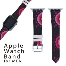 アップルウォッチ 用 バンド Apple Watch 用 取替 レザー ベルト 男性 42mm 44mm 45mm メンズ AppleWatch用 全シリーズ対応 初代・Series2・Series3・Series4・Series5・Series6・Series7・SE 対応 011838 模様　ピンク　クール