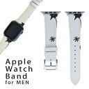 アップルウォッチ 用 バンド Apple Watch 用 取替 レザー ベルト 男性 42mm 44mm 45mm メンズ AppleWatch用 全シリーズ対応 初代・Series2・Series3・Series4・Series5・Series6・Series7・SE 対応 016365 英語　模様　モノクロ