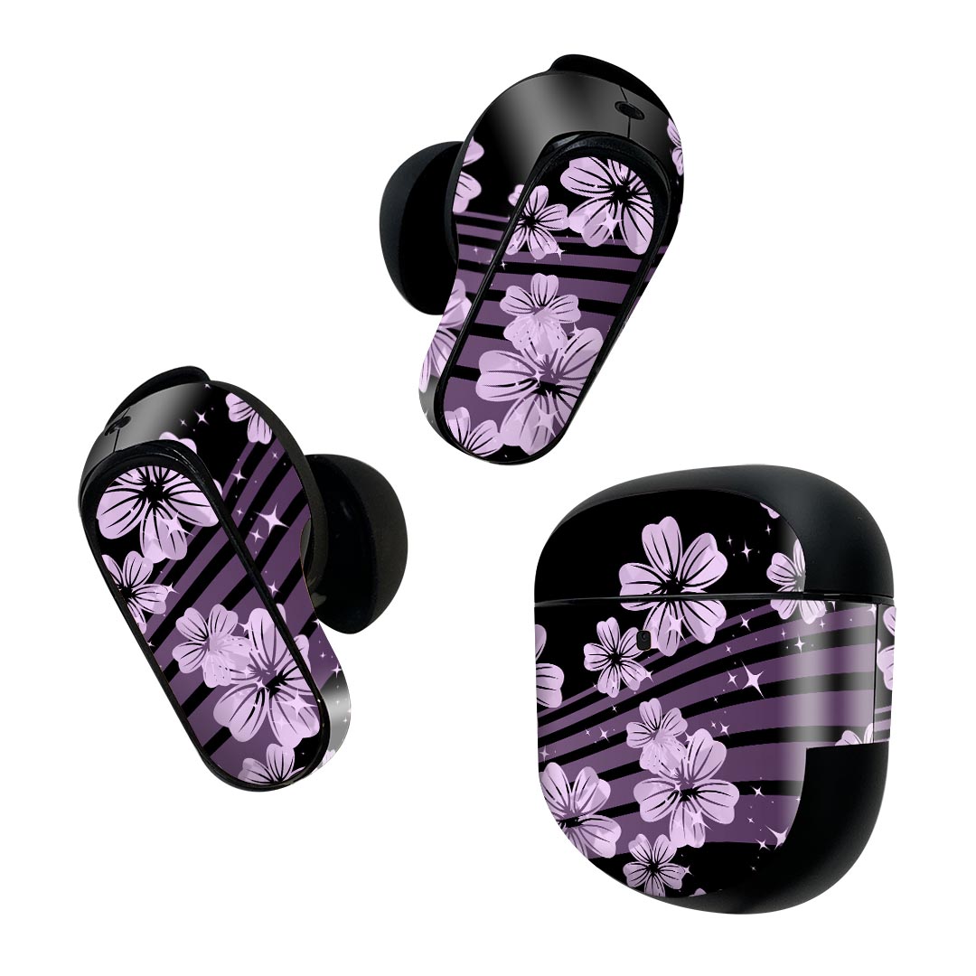 製品名 Bose QuietComfort Earbuds II 専用デザインスキンシール セット内容 Bose QuietComfort Earbuds II 専用シール　イヤホン（左右）3枚、充電ケース用シール 1枚AirPods第3世代専用です。第1?2世代、Proシリーズには対応していません。 商品特徴 再剥離性シートを素材に採用し、細かな位置調整がしやすく貼り直しが容易です。また、エアフリーでもありますので気泡が簡単に逃げるので、キレイに貼ることができます。専用の業務プリンターを使い、商品画像と遜色のない美しい印刷仕上がり。 注意事項 画像はサンプルですので、ご覧の環境によっては多少色味に違いを感じる場合がございます。 イメージと違った、モニターと色味が異なるという理由での交換や返金はご対応出来かねます。スキンシールのみの販売で、機器本体や充電ケース本体は付属しません。シワができた場合、ドライヤーなどで軽く温め、外側に向けてシワを伸ばすように貼ってください。初回貼付時の位置調整や貼り直しは可能ですが、しっかりと押し付けて接着させた後の再剥離、再利用は保証しておりません。また接着部に油分や汚れが付着しますと角の部分は剥がれやすくなりますので、貼付時はあまり触れないようにご注意ください。無地のセミグロスシートにデザインをプリントした商品で、デコなどの加工はございません。 凹凸や光沢があるように見えたり布地や金属を素材にしたように見える商品もありますが、デザインの図版によるものです。印刷時に微妙な画像のズレが生じる場合がございます。ご注文後に1点1点制作する受注生産品の為、不良品以外のご返品や交換は固くお断りします。 商品発送 完全受注生産のハンドメイド商品となりますので、既製品と比べて発送までお時間を頂いています。 基本的に決済確認後2~3営業日、最大で10営業日での発送となります。繁忙期や休業日明けの場合はさらに時間がかかる場合があります。 その際には別途メールにてご連絡致します。メール便の場合、発送日から到着までに2?4日ほどかかる場合が多く、紛失などの保障もご対応できかねます。あらかじめご了承下さい。