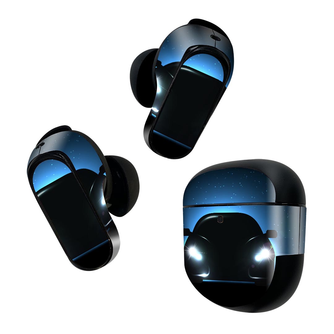 Bose QuietComfort Earbuds II 用 スキンシール ボーズ イヤバッズ2 用　ステッカー　本体3セット ケース1セット 保護 フィルム デコ 夜空　車　星 000088