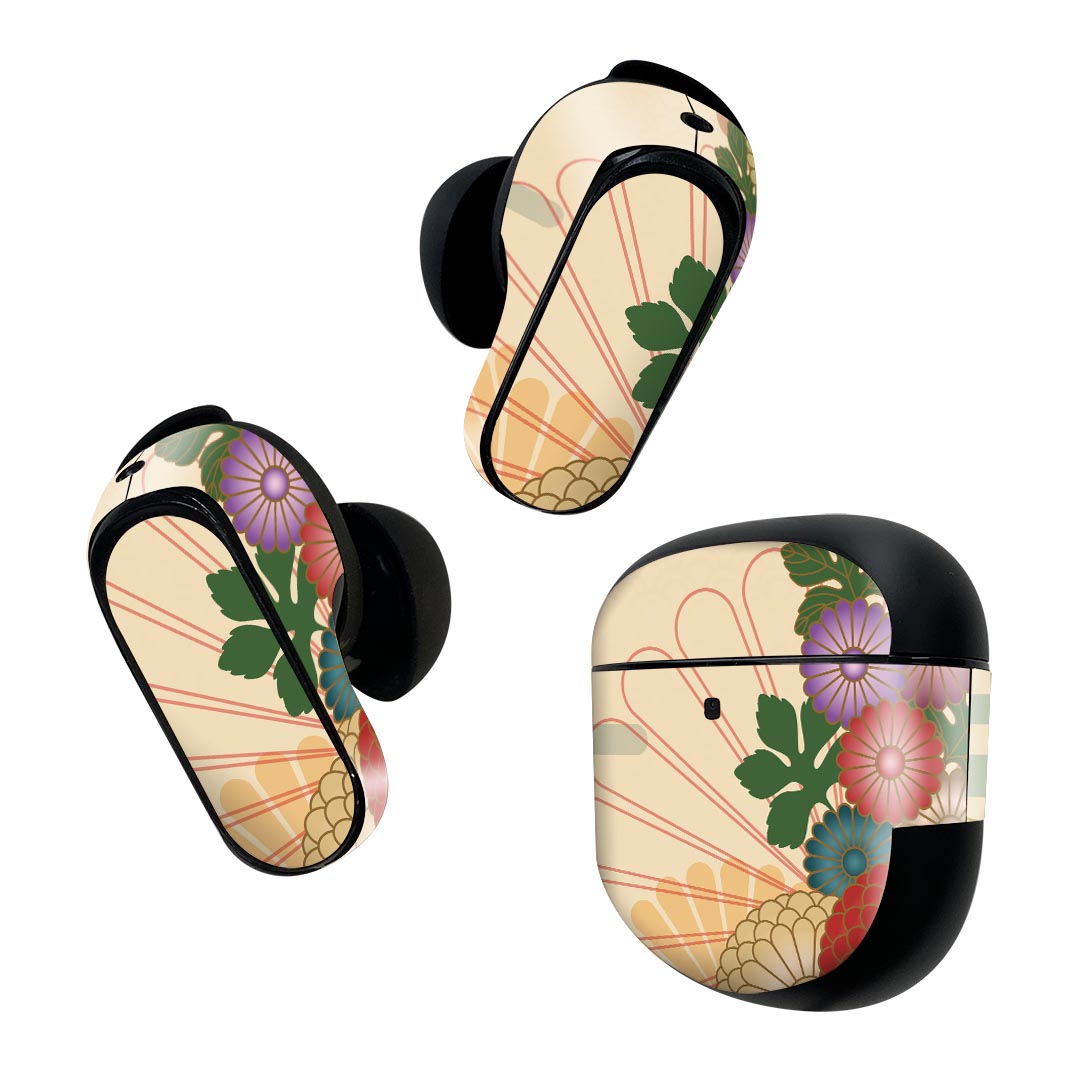製品名 Bose QuietComfort Earbuds II 専用デザインスキンシール セット内容 Bose QuietComfort Earbuds II 専用シール　イヤホン（左右）3枚、充電ケース用シール 1枚AirPods第3世代専用です。第1?2世代、Proシリーズには対応していません。 商品特徴 再剥離性シートを素材に採用し、細かな位置調整がしやすく貼り直しが容易です。また、エアフリーでもありますので気泡が簡単に逃げるので、キレイに貼ることができます。専用の業務プリンターを使い、商品画像と遜色のない美しい印刷仕上がり。 注意事項 画像はサンプルですので、ご覧の環境によっては多少色味に違いを感じる場合がございます。 イメージと違った、モニターと色味が異なるという理由での交換や返金はご対応出来かねます。スキンシールのみの販売で、機器本体や充電ケース本体は付属しません。シワができた場合、ドライヤーなどで軽く温め、外側に向けてシワを伸ばすように貼ってください。初回貼付時の位置調整や貼り直しは可能ですが、しっかりと押し付けて接着させた後の再剥離、再利用は保証しておりません。また接着部に油分や汚れが付着しますと角の部分は剥がれやすくなりますので、貼付時はあまり触れないようにご注意ください。無地のセミグロスシートにデザインをプリントした商品で、デコなどの加工はございません。 凹凸や光沢があるように見えたり布地や金属を素材にしたように見える商品もありますが、デザインの図版によるものです。印刷時に微妙な画像のズレが生じる場合がございます。ご注文後に1点1点制作する受注生産品の為、不良品以外のご返品や交換は固くお断りします。 商品発送 完全受注生産のハンドメイド商品となりますので、既製品と比べて発送までお時間を頂いています。 基本的に決済確認後2~3営業日、最大で10営業日での発送となります。繁忙期や休業日明けの場合はさらに時間がかかる場合があります。 その際には別途メールにてご連絡致します。メール便の場合、発送日から到着までに2?4日ほどかかる場合が多く、紛失などの保障もご対応できかねます。あらかじめご了承下さい。