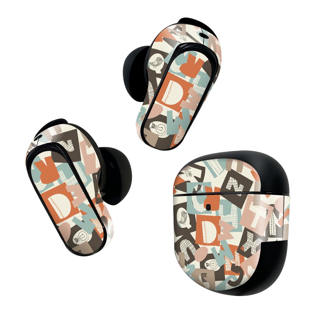 製品名 Bose QuietComfort Earbuds II 専用デザインスキンシール セット内容 Bose QuietComfort Earbuds II 専用シール　イヤホン（左右）3枚、充電ケース用シール 1枚AirPods第3世代専用です。第1?2世代、Proシリーズには対応していません。 商品特徴 再剥離性シートを素材に採用し、細かな位置調整がしやすく貼り直しが容易です。また、エアフリーでもありますので気泡が簡単に逃げるので、キレイに貼ることができます。専用の業務プリンターを使い、商品画像と遜色のない美しい印刷仕上がり。 注意事項 画像はサンプルですので、ご覧の環境によっては多少色味に違いを感じる場合がございます。 イメージと違った、モニターと色味が異なるという理由での交換や返金はご対応出来かねます。スキンシールのみの販売で、機器本体や充電ケース本体は付属しません。シワができた場合、ドライヤーなどで軽く温め、外側に向けてシワを伸ばすように貼ってください。初回貼付時の位置調整や貼り直しは可能ですが、しっかりと押し付けて接着させた後の再剥離、再利用は保証しておりません。また接着部に油分や汚れが付着しますと角の部分は剥がれやすくなりますので、貼付時はあまり触れないようにご注意ください。無地のセミグロスシートにデザインをプリントした商品で、デコなどの加工はございません。 凹凸や光沢があるように見えたり布地や金属を素材にしたように見える商品もありますが、デザインの図版によるものです。印刷時に微妙な画像のズレが生じる場合がございます。ご注文後に1点1点制作する受注生産品の為、不良品以外のご返品や交換は固くお断りします。 商品発送 完全受注生産のハンドメイド商品となりますので、既製品と比べて発送までお時間を頂いています。 基本的に決済確認後2~3営業日、最大で10営業日での発送となります。繁忙期や休業日明けの場合はさらに時間がかかる場合があります。 その際には別途メールにてご連絡致します。メール便の場合、発送日から到着までに2?4日ほどかかる場合が多く、紛失などの保障もご対応できかねます。あらかじめご了承下さい。