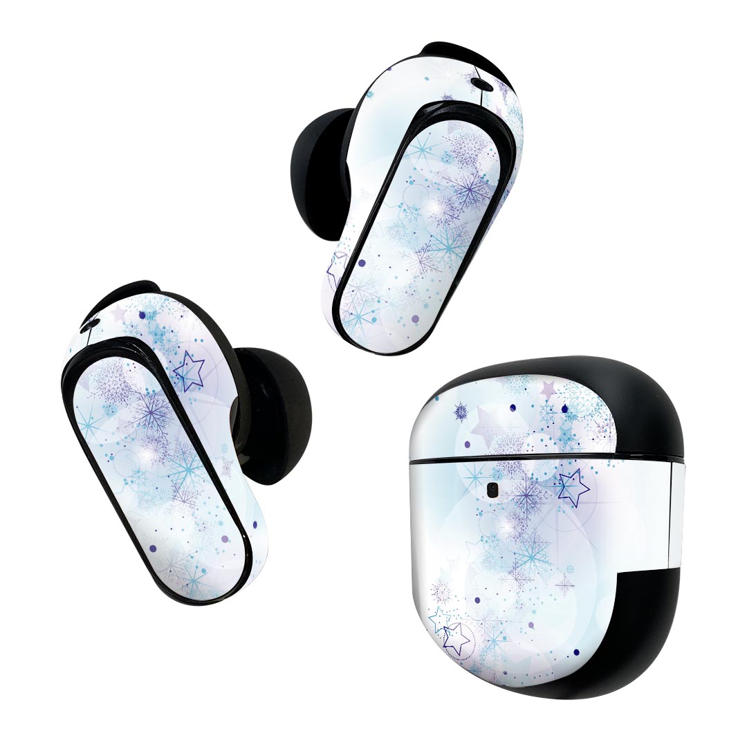 Bose QuietComfort Earbuds II 用 スキンシール ボーズ イヤバッズ2 用　ステッカー　本体3セット ケース1セット 保護 フィルム デコ 雪の結晶　星 000252