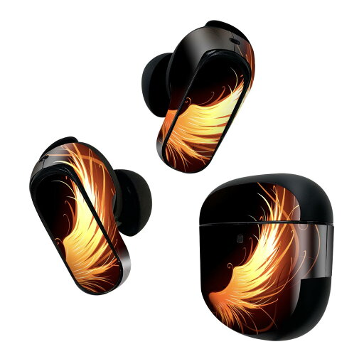 Bose QuietComfort Earbuds II 用 スキンシール ボーズ イヤバッズ2 用 ステッカー 本体3セット ケース1セット 保護 フィルム デコ 羽 オレンジ 000439 Bose QuietComfort Earbuds II 用 スキンシール ボーズ イヤバッズ2 用 ステッカー 本体3セット ケース1セット 保護 フィルム デコ 羽 オレンジ 000439