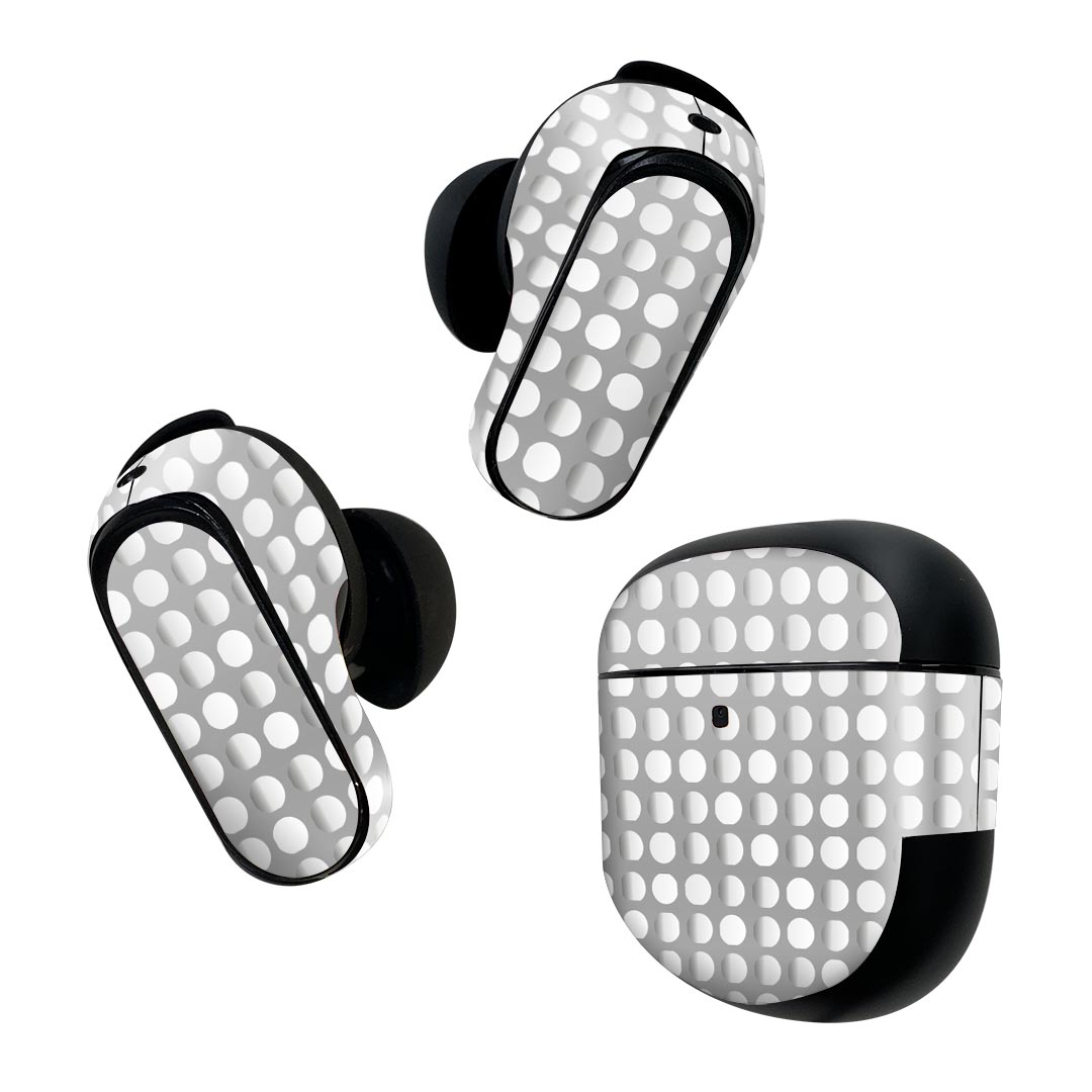 Bose QuietComfort Earbuds II 用 スキンシール ボーズ イヤバッズ2 用　ステッカー　本体3セット ケース1セット 保護 フィルム デコ ドット　アルミ 000518