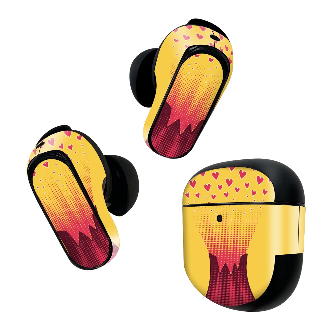 製品名 Bose QuietComfort Earbuds II 専用デザインスキンシール セット内容 Bose QuietComfort Earbuds II 専用シール　イヤホン（左右）3枚、充電ケース用シール 1枚AirPods第3世代専用です。第1?2世代、Proシリーズには対応していません。 商品特徴 再剥離性シートを素材に採用し、細かな位置調整がしやすく貼り直しが容易です。また、エアフリーでもありますので気泡が簡単に逃げるので、キレイに貼ることができます。専用の業務プリンターを使い、商品画像と遜色のない美しい印刷仕上がり。 注意事項 画像はサンプルですので、ご覧の環境によっては多少色味に違いを感じる場合がございます。 イメージと違った、モニターと色味が異なるという理由での交換や返金はご対応出来かねます。スキンシールのみの販売で、機器本体や充電ケース本体は付属しません。シワができた場合、ドライヤーなどで軽く温め、外側に向けてシワを伸ばすように貼ってください。初回貼付時の位置調整や貼り直しは可能ですが、しっかりと押し付けて接着させた後の再剥離、再利用は保証しておりません。また接着部に油分や汚れが付着しますと角の部分は剥がれやすくなりますので、貼付時はあまり触れないようにご注意ください。無地のセミグロスシートにデザインをプリントした商品で、デコなどの加工はございません。 凹凸や光沢があるように見えたり布地や金属を素材にしたように見える商品もありますが、デザインの図版によるものです。印刷時に微妙な画像のズレが生じる場合がございます。ご注文後に1点1点制作する受注生産品の為、不良品以外のご返品や交換は固くお断りします。 商品発送 完全受注生産のハンドメイド商品となりますので、既製品と比べて発送までお時間を頂いています。 基本的に決済確認後2~3営業日、最大で10営業日での発送となります。繁忙期や休業日明けの場合はさらに時間がかかる場合があります。 その際には別途メールにてご連絡致します。メール便の場合、発送日から到着までに2?4日ほどかかる場合が多く、紛失などの保障もご対応できかねます。あらかじめご了承下さい。