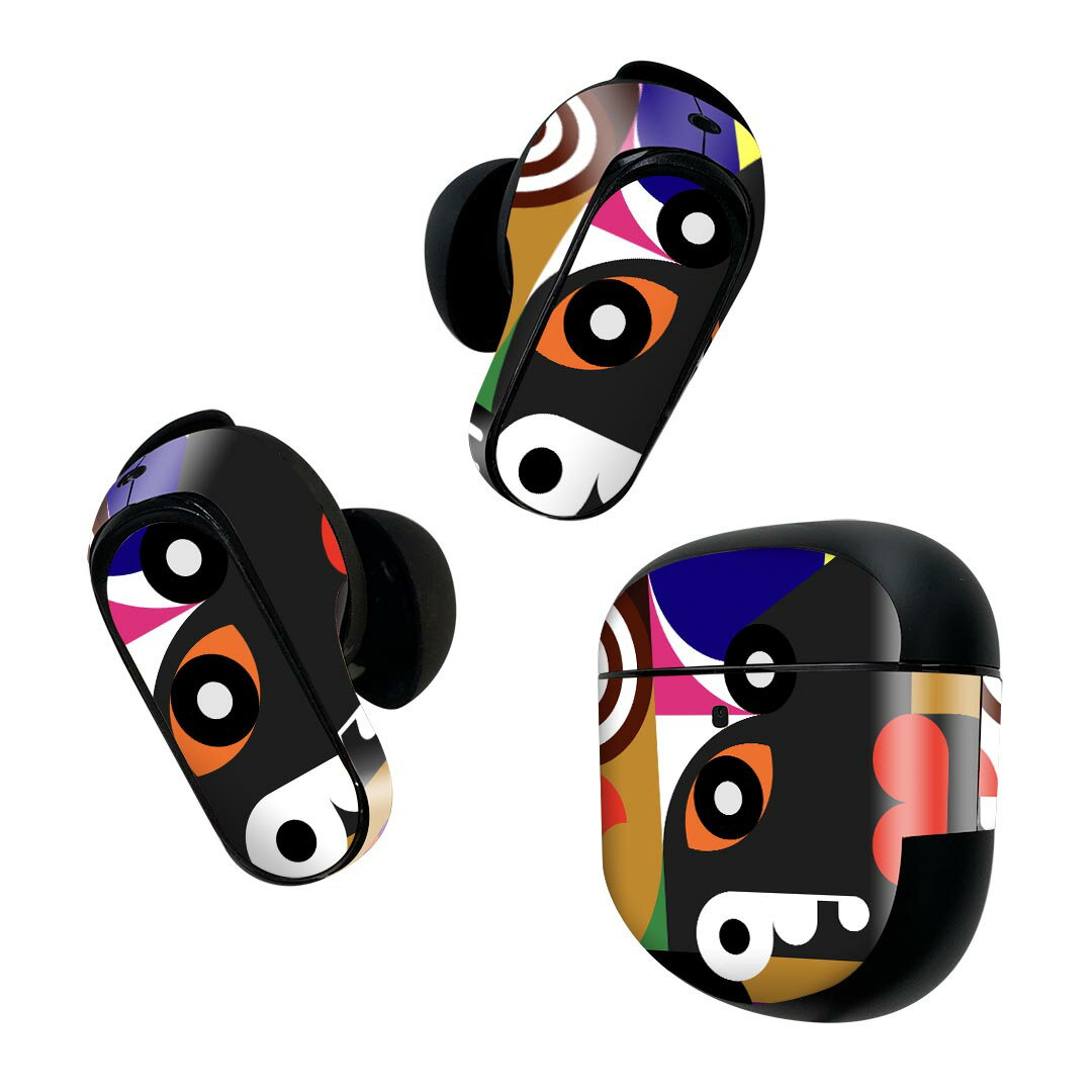 Bose QuietComfort Earbuds II 用 スキンシール ボーズ イヤバッズ2 用　ステッカー　本体3セット ケース1セット 保護 フィルム デコ イラスト　派手 000936