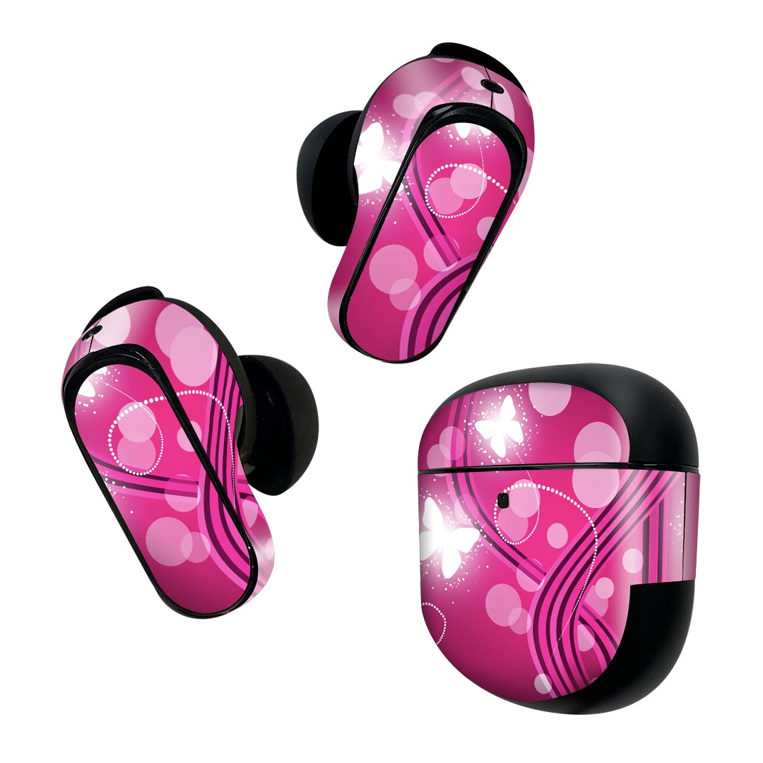 製品名 Bose QuietComfort Earbuds II 専用デザインスキンシール セット内容 Bose QuietComfort Earbuds II 専用シール　イヤホン（左右）3枚、充電ケース用シール 1枚AirPods第3世代専用です。第1?2世代、Proシリーズには対応していません。 商品特徴 再剥離性シートを素材に採用し、細かな位置調整がしやすく貼り直しが容易です。また、エアフリーでもありますので気泡が簡単に逃げるので、キレイに貼ることができます。専用の業務プリンターを使い、商品画像と遜色のない美しい印刷仕上がり。 注意事項 画像はサンプルですので、ご覧の環境によっては多少色味に違いを感じる場合がございます。 イメージと違った、モニターと色味が異なるという理由での交換や返金はご対応出来かねます。スキンシールのみの販売で、機器本体や充電ケース本体は付属しません。シワができた場合、ドライヤーなどで軽く温め、外側に向けてシワを伸ばすように貼ってください。初回貼付時の位置調整や貼り直しは可能ですが、しっかりと押し付けて接着させた後の再剥離、再利用は保証しておりません。また接着部に油分や汚れが付着しますと角の部分は剥がれやすくなりますので、貼付時はあまり触れないようにご注意ください。無地のセミグロスシートにデザインをプリントした商品で、デコなどの加工はございません。 凹凸や光沢があるように見えたり布地や金属を素材にしたように見える商品もありますが、デザインの図版によるものです。印刷時に微妙な画像のズレが生じる場合がございます。ご注文後に1点1点制作する受注生産品の為、不良品以外のご返品や交換は固くお断りします。 商品発送 完全受注生産のハンドメイド商品となりますので、既製品と比べて発送までお時間を頂いています。 基本的に決済確認後2~3営業日、最大で10営業日での発送となります。繁忙期や休業日明けの場合はさらに時間がかかる場合があります。 その際には別途メールにてご連絡致します。メール便の場合、発送日から到着までに2?4日ほどかかる場合が多く、紛失などの保障もご対応できかねます。あらかじめご了承下さい。