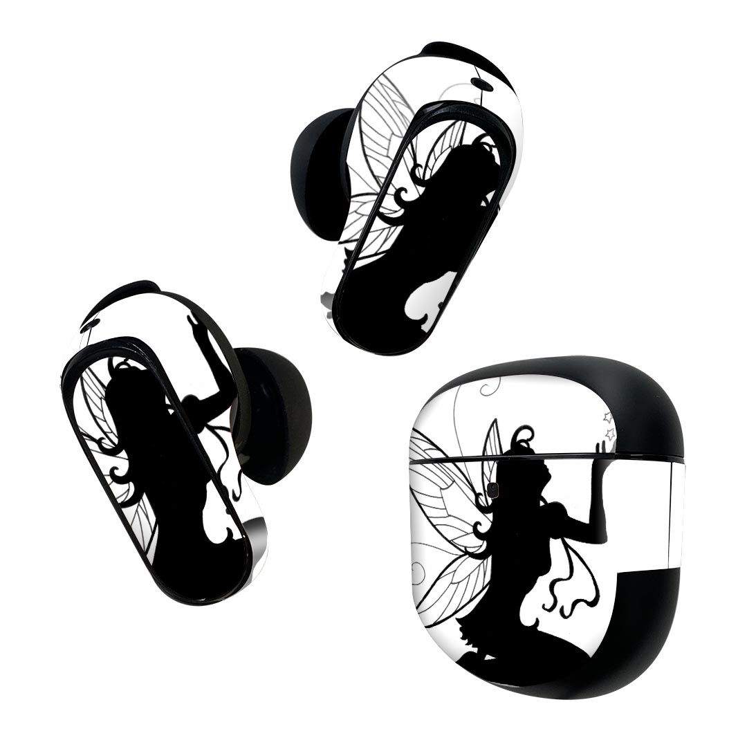 Bose QuietComfort Earbuds II 用 スキンシール ボーズ イヤバッズ2 用　ステッカー　本体3セット ケース1セット 保護 フィルム デコ 妖精　星 001244