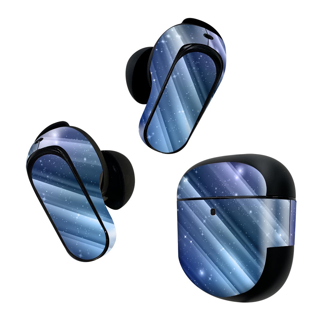 製品名 Bose QuietComfort Earbuds II 専用デザインスキンシール セット内容 Bose QuietComfort Earbuds II 専用シール　イヤホン（左右）3枚、充電ケース用シール 1枚AirPods第3世代専用です。第1?2世代、Proシリーズには対応していません。 商品特徴 再剥離性シートを素材に採用し、細かな位置調整がしやすく貼り直しが容易です。また、エアフリーでもありますので気泡が簡単に逃げるので、キレイに貼ることができます。専用の業務プリンターを使い、商品画像と遜色のない美しい印刷仕上がり。 注意事項 画像はサンプルですので、ご覧の環境によっては多少色味に違いを感じる場合がございます。 イメージと違った、モニターと色味が異なるという理由での交換や返金はご対応出来かねます。スキンシールのみの販売で、機器本体や充電ケース本体は付属しません。シワができた場合、ドライヤーなどで軽く温め、外側に向けてシワを伸ばすように貼ってください。初回貼付時の位置調整や貼り直しは可能ですが、しっかりと押し付けて接着させた後の再剥離、再利用は保証しておりません。また接着部に油分や汚れが付着しますと角の部分は剥がれやすくなりますので、貼付時はあまり触れないようにご注意ください。無地のセミグロスシートにデザインをプリントした商品で、デコなどの加工はございません。 凹凸や光沢があるように見えたり布地や金属を素材にしたように見える商品もありますが、デザインの図版によるものです。印刷時に微妙な画像のズレが生じる場合がございます。ご注文後に1点1点制作する受注生産品の為、不良品以外のご返品や交換は固くお断りします。 商品発送 完全受注生産のハンドメイド商品となりますので、既製品と比べて発送までお時間を頂いています。 基本的に決済確認後2~3営業日、最大で10営業日での発送となります。繁忙期や休業日明けの場合はさらに時間がかかる場合があります。 その際には別途メールにてご連絡致します。メール便の場合、発送日から到着までに2?4日ほどかかる場合が多く、紛失などの保障もご対応できかねます。あらかじめご了承下さい。