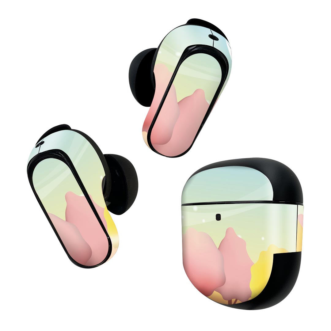製品名 Bose QuietComfort Earbuds II 専用デザインスキンシール セット内容 Bose QuietComfort Earbuds II 専用シール　イヤホン（左右）3枚、充電ケース用シール 1枚AirPods第3世代専用です。第1?2世代、Proシリーズには対応していません。 商品特徴 再剥離性シートを素材に採用し、細かな位置調整がしやすく貼り直しが容易です。また、エアフリーでもありますので気泡が簡単に逃げるので、キレイに貼ることができます。専用の業務プリンターを使い、商品画像と遜色のない美しい印刷仕上がり。 注意事項 画像はサンプルですので、ご覧の環境によっては多少色味に違いを感じる場合がございます。 イメージと違った、モニターと色味が異なるという理由での交換や返金はご対応出来かねます。スキンシールのみの販売で、機器本体や充電ケース本体は付属しません。シワができた場合、ドライヤーなどで軽く温め、外側に向けてシワを伸ばすように貼ってください。初回貼付時の位置調整や貼り直しは可能ですが、しっかりと押し付けて接着させた後の再剥離、再利用は保証しておりません。また接着部に油分や汚れが付着しますと角の部分は剥がれやすくなりますので、貼付時はあまり触れないようにご注意ください。無地のセミグロスシートにデザインをプリントした商品で、デコなどの加工はございません。 凹凸や光沢があるように見えたり布地や金属を素材にしたように見える商品もありますが、デザインの図版によるものです。印刷時に微妙な画像のズレが生じる場合がございます。ご注文後に1点1点制作する受注生産品の為、不良品以外のご返品や交換は固くお断りします。 商品発送 完全受注生産のハンドメイド商品となりますので、既製品と比べて発送までお時間を頂いています。 基本的に決済確認後2~3営業日、最大で10営業日での発送となります。繁忙期や休業日明けの場合はさらに時間がかかる場合があります。 その際には別途メールにてご連絡致します。メール便の場合、発送日から到着までに2?4日ほどかかる場合が多く、紛失などの保障もご対応できかねます。あらかじめご了承下さい。