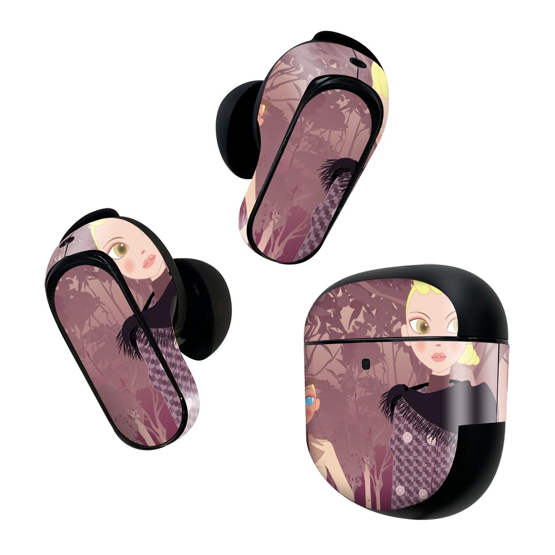 Bose QuietComfort Earbuds II 用 スキンシール ボーズ イヤバッズ2 用　ステッカー　本体3セット ケース1セット 保護 フィルム デコ ファッション　お洒落 001297