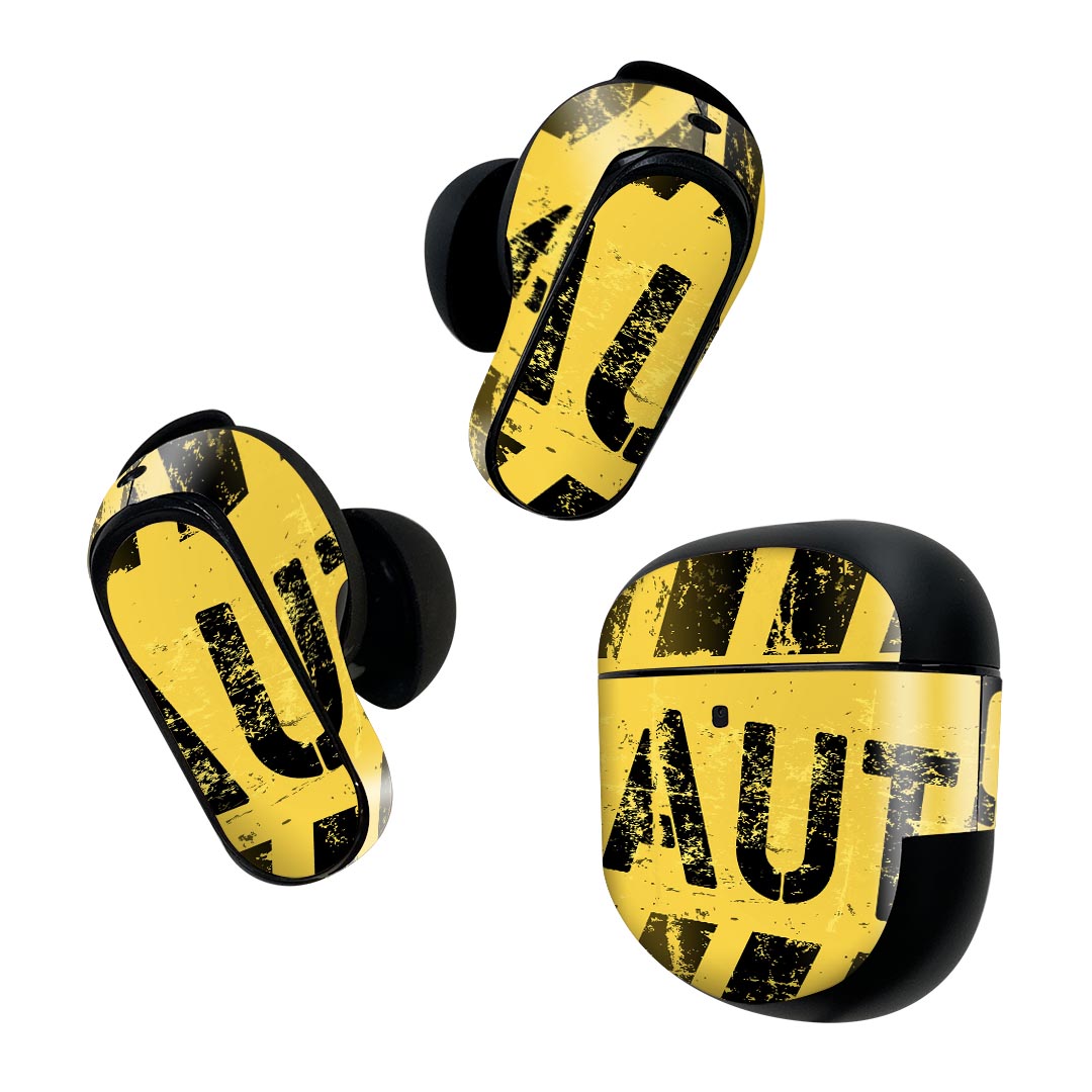 Bose QuietComfort Earbuds II 用 スキンシール ボーズ イヤバッズ2 用　ステッカー　本体3セット ケース1セット 保護 フィルム デコ 危険　 001611