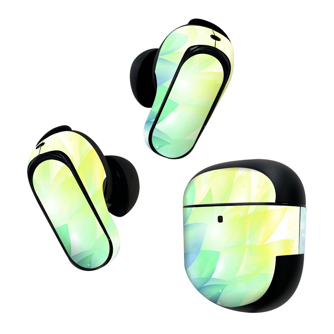Bose QuietComfort Earbuds II 用 スキンシール ボーズ イヤバッズ2 用　ステッカー　本体3セット ケース1セット 保護 フィルム デコ 花　キラキラ 001756
