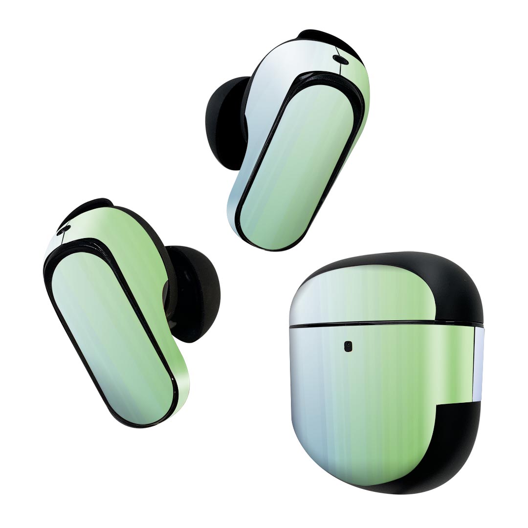 Bose QuietComfort Earbuds II 用 スキンシール ボーズ イヤバッズ2 用 ステッカー 本体3セット ケース1セット 保護 フィルム デコ シンプル 青 緑 001830