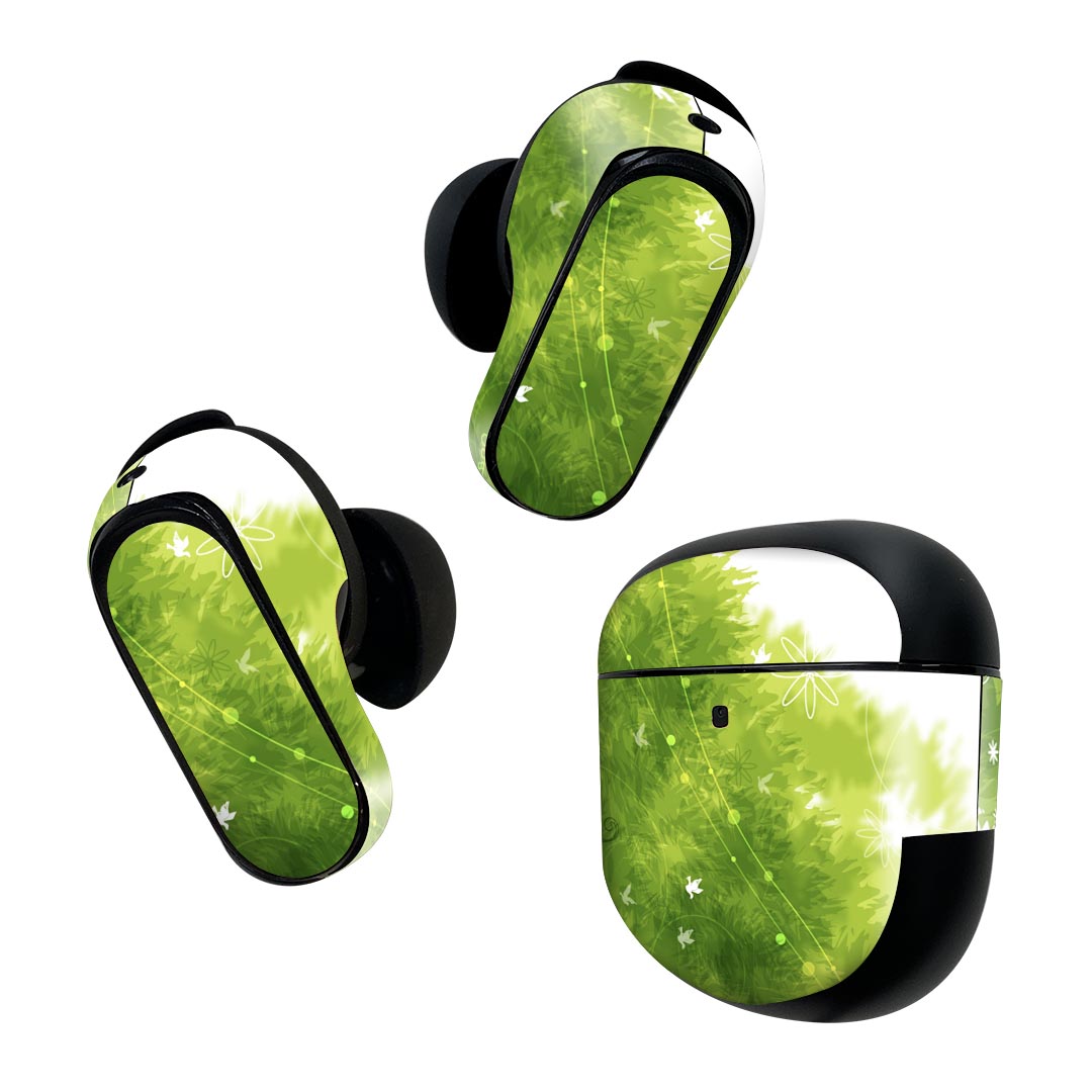 製品名 Bose QuietComfort Earbuds II 専用デザインスキンシール セット内容 Bose QuietComfort Earbuds II 専用シール　イヤホン（左右）3枚、充電ケース用シール 1枚AirPods第3世代専用です。第1?2世代、Proシリーズには対応していません。 商品特徴 再剥離性シートを素材に採用し、細かな位置調整がしやすく貼り直しが容易です。また、エアフリーでもありますので気泡が簡単に逃げるので、キレイに貼ることができます。専用の業務プリンターを使い、商品画像と遜色のない美しい印刷仕上がり。 注意事項 画像はサンプルですので、ご覧の環境によっては多少色味に違いを感じる場合がございます。 イメージと違った、モニターと色味が異なるという理由での交換や返金はご対応出来かねます。スキンシールのみの販売で、機器本体や充電ケース本体は付属しません。シワができた場合、ドライヤーなどで軽く温め、外側に向けてシワを伸ばすように貼ってください。初回貼付時の位置調整や貼り直しは可能ですが、しっかりと押し付けて接着させた後の再剥離、再利用は保証しておりません。また接着部に油分や汚れが付着しますと角の部分は剥がれやすくなりますので、貼付時はあまり触れないようにご注意ください。無地のセミグロスシートにデザインをプリントした商品で、デコなどの加工はございません。 凹凸や光沢があるように見えたり布地や金属を素材にしたように見える商品もありますが、デザインの図版によるものです。印刷時に微妙な画像のズレが生じる場合がございます。ご注文後に1点1点制作する受注生産品の為、不良品以外のご返品や交換は固くお断りします。 商品発送 完全受注生産のハンドメイド商品となりますので、既製品と比べて発送までお時間を頂いています。 基本的に決済確認後2~3営業日、最大で10営業日での発送となります。繁忙期や休業日明けの場合はさらに時間がかかる場合があります。 その際には別途メールにてご連絡致します。メール便の場合、発送日から到着までに2?4日ほどかかる場合が多く、紛失などの保障もご対応できかねます。あらかじめご了承下さい。