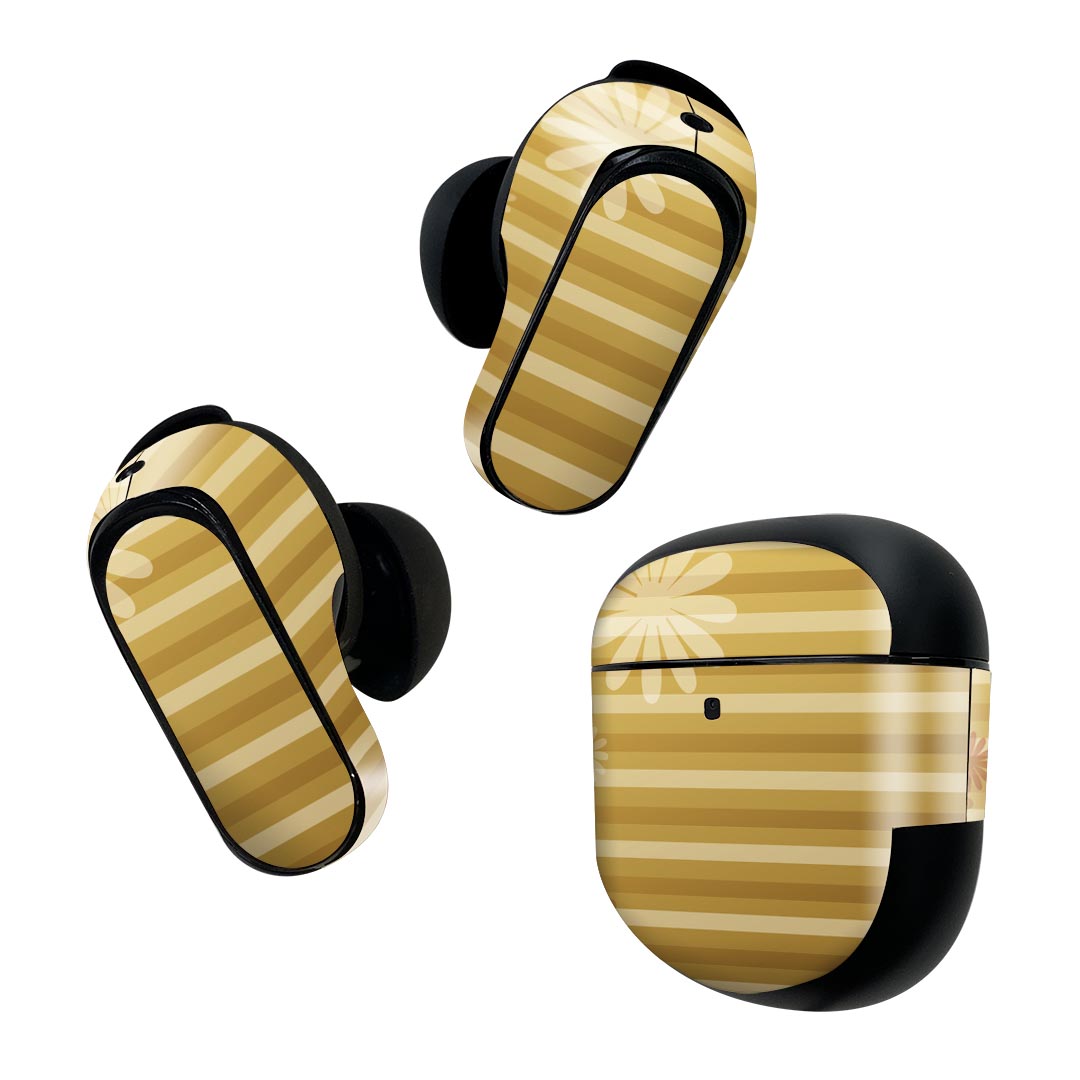 製品名 Bose QuietComfort Earbuds II 専用デザインスキンシール セット内容 Bose QuietComfort Earbuds II 専用シール　イヤホン（左右）3枚、充電ケース用シール 1枚AirPods第3世代専用です。第1?2世代、Proシリーズには対応していません。 商品特徴 再剥離性シートを素材に採用し、細かな位置調整がしやすく貼り直しが容易です。また、エアフリーでもありますので気泡が簡単に逃げるので、キレイに貼ることができます。専用の業務プリンターを使い、商品画像と遜色のない美しい印刷仕上がり。 注意事項 画像はサンプルですので、ご覧の環境によっては多少色味に違いを感じる場合がございます。 イメージと違った、モニターと色味が異なるという理由での交換や返金はご対応出来かねます。スキンシールのみの販売で、機器本体や充電ケース本体は付属しません。シワができた場合、ドライヤーなどで軽く温め、外側に向けてシワを伸ばすように貼ってください。初回貼付時の位置調整や貼り直しは可能ですが、しっかりと押し付けて接着させた後の再剥離、再利用は保証しておりません。また接着部に油分や汚れが付着しますと角の部分は剥がれやすくなりますので、貼付時はあまり触れないようにご注意ください。無地のセミグロスシートにデザインをプリントした商品で、デコなどの加工はございません。 凹凸や光沢があるように見えたり布地や金属を素材にしたように見える商品もありますが、デザインの図版によるものです。印刷時に微妙な画像のズレが生じる場合がございます。ご注文後に1点1点制作する受注生産品の為、不良品以外のご返品や交換は固くお断りします。 商品発送 完全受注生産のハンドメイド商品となりますので、既製品と比べて発送までお時間を頂いています。 基本的に決済確認後2~3営業日、最大で10営業日での発送となります。繁忙期や休業日明けの場合はさらに時間がかかる場合があります。 その際には別途メールにてご連絡致します。メール便の場合、発送日から到着までに2?4日ほどかかる場合が多く、紛失などの保障もご対応できかねます。あらかじめご了承下さい。