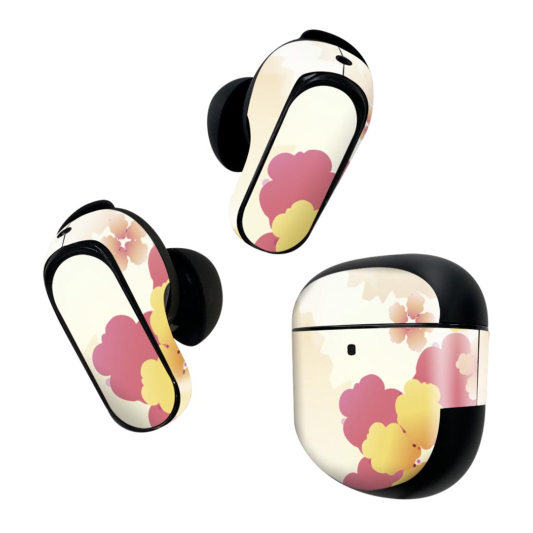 製品名 Bose QuietComfort Earbuds II 専用デザインスキンシール セット内容 Bose QuietComfort Earbuds II 専用シール　イヤホン（左右）3枚、充電ケース用シール 1枚AirPods第3世代専用です。第1?2世代、Proシリーズには対応していません。 商品特徴 再剥離性シートを素材に採用し、細かな位置調整がしやすく貼り直しが容易です。また、エアフリーでもありますので気泡が簡単に逃げるので、キレイに貼ることができます。専用の業務プリンターを使い、商品画像と遜色のない美しい印刷仕上がり。 注意事項 画像はサンプルですので、ご覧の環境によっては多少色味に違いを感じる場合がございます。 イメージと違った、モニターと色味が異なるという理由での交換や返金はご対応出来かねます。スキンシールのみの販売で、機器本体や充電ケース本体は付属しません。シワができた場合、ドライヤーなどで軽く温め、外側に向けてシワを伸ばすように貼ってください。初回貼付時の位置調整や貼り直しは可能ですが、しっかりと押し付けて接着させた後の再剥離、再利用は保証しておりません。また接着部に油分や汚れが付着しますと角の部分は剥がれやすくなりますので、貼付時はあまり触れないようにご注意ください。無地のセミグロスシートにデザインをプリントした商品で、デコなどの加工はございません。 凹凸や光沢があるように見えたり布地や金属を素材にしたように見える商品もありますが、デザインの図版によるものです。印刷時に微妙な画像のズレが生じる場合がございます。ご注文後に1点1点制作する受注生産品の為、不良品以外のご返品や交換は固くお断りします。 商品発送 完全受注生産のハンドメイド商品となりますので、既製品と比べて発送までお時間を頂いています。 基本的に決済確認後2~3営業日、最大で10営業日での発送となります。繁忙期や休業日明けの場合はさらに時間がかかる場合があります。 その際には別途メールにてご連絡致します。メール便の場合、発送日から到着までに2?4日ほどかかる場合が多く、紛失などの保障もご対応できかねます。あらかじめご了承下さい。