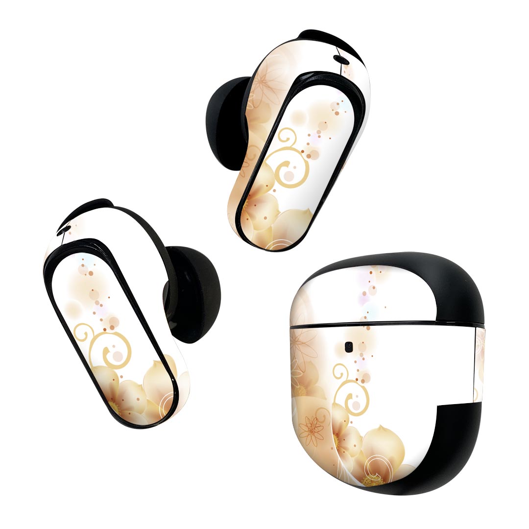 製品名 Bose QuietComfort Earbuds II 専用デザインスキンシール セット内容 Bose QuietComfort Earbuds II 専用シール　イヤホン（左右）3枚、充電ケース用シール 1枚AirPods第3世代専用です。第1?2世代、Proシリーズには対応していません。 商品特徴 再剥離性シートを素材に採用し、細かな位置調整がしやすく貼り直しが容易です。また、エアフリーでもありますので気泡が簡単に逃げるので、キレイに貼ることができます。専用の業務プリンターを使い、商品画像と遜色のない美しい印刷仕上がり。 注意事項 画像はサンプルですので、ご覧の環境によっては多少色味に違いを感じる場合がございます。 イメージと違った、モニターと色味が異なるという理由での交換や返金はご対応出来かねます。スキンシールのみの販売で、機器本体や充電ケース本体は付属しません。シワができた場合、ドライヤーなどで軽く温め、外側に向けてシワを伸ばすように貼ってください。初回貼付時の位置調整や貼り直しは可能ですが、しっかりと押し付けて接着させた後の再剥離、再利用は保証しておりません。また接着部に油分や汚れが付着しますと角の部分は剥がれやすくなりますので、貼付時はあまり触れないようにご注意ください。無地のセミグロスシートにデザインをプリントした商品で、デコなどの加工はございません。 凹凸や光沢があるように見えたり布地や金属を素材にしたように見える商品もありますが、デザインの図版によるものです。印刷時に微妙な画像のズレが生じる場合がございます。ご注文後に1点1点制作する受注生産品の為、不良品以外のご返品や交換は固くお断りします。 商品発送 完全受注生産のハンドメイド商品となりますので、既製品と比べて発送までお時間を頂いています。 基本的に決済確認後2~3営業日、最大で10営業日での発送となります。繁忙期や休業日明けの場合はさらに時間がかかる場合があります。 その際には別途メールにてご連絡致します。メール便の場合、発送日から到着までに2?4日ほどかかる場合が多く、紛失などの保障もご対応できかねます。あらかじめご了承下さい。