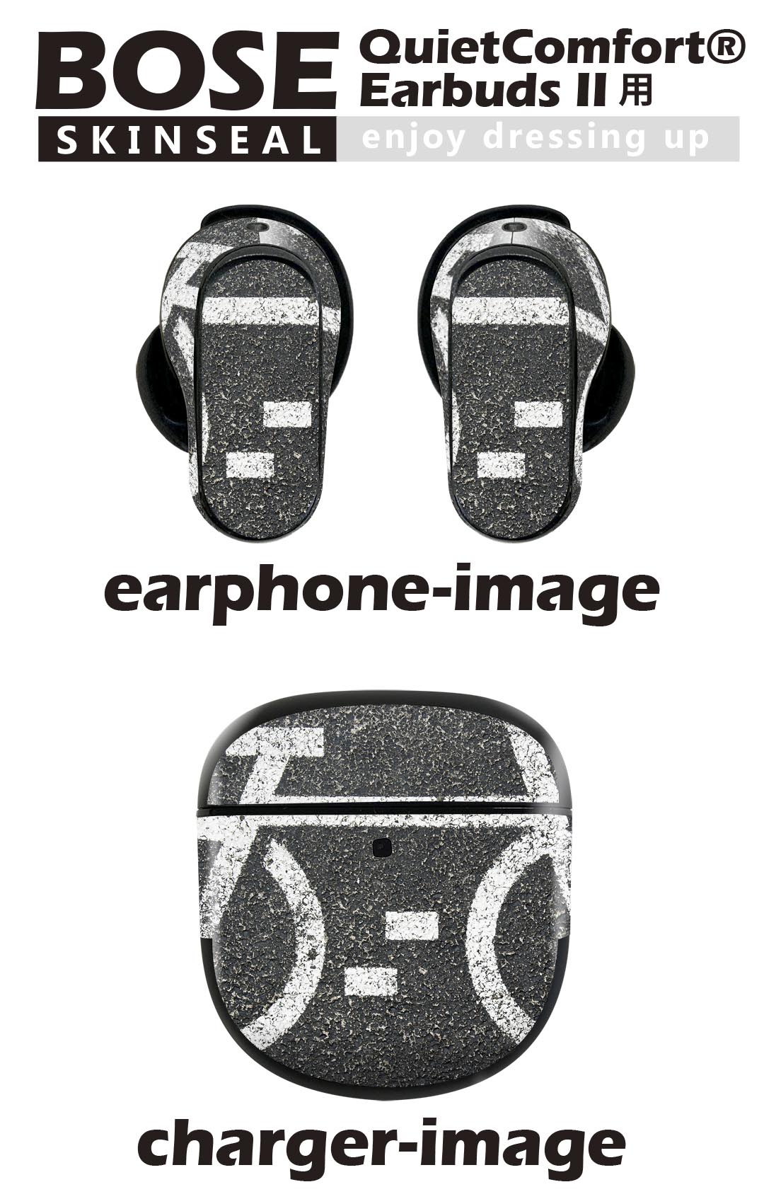 Bose QuietComfort Earbuds II 用 スキンシール ボーズ イヤバッズ2 用　ステッカー　本体3セット ケース1セット 保護 フィルム デコ 自転車　道路 001124