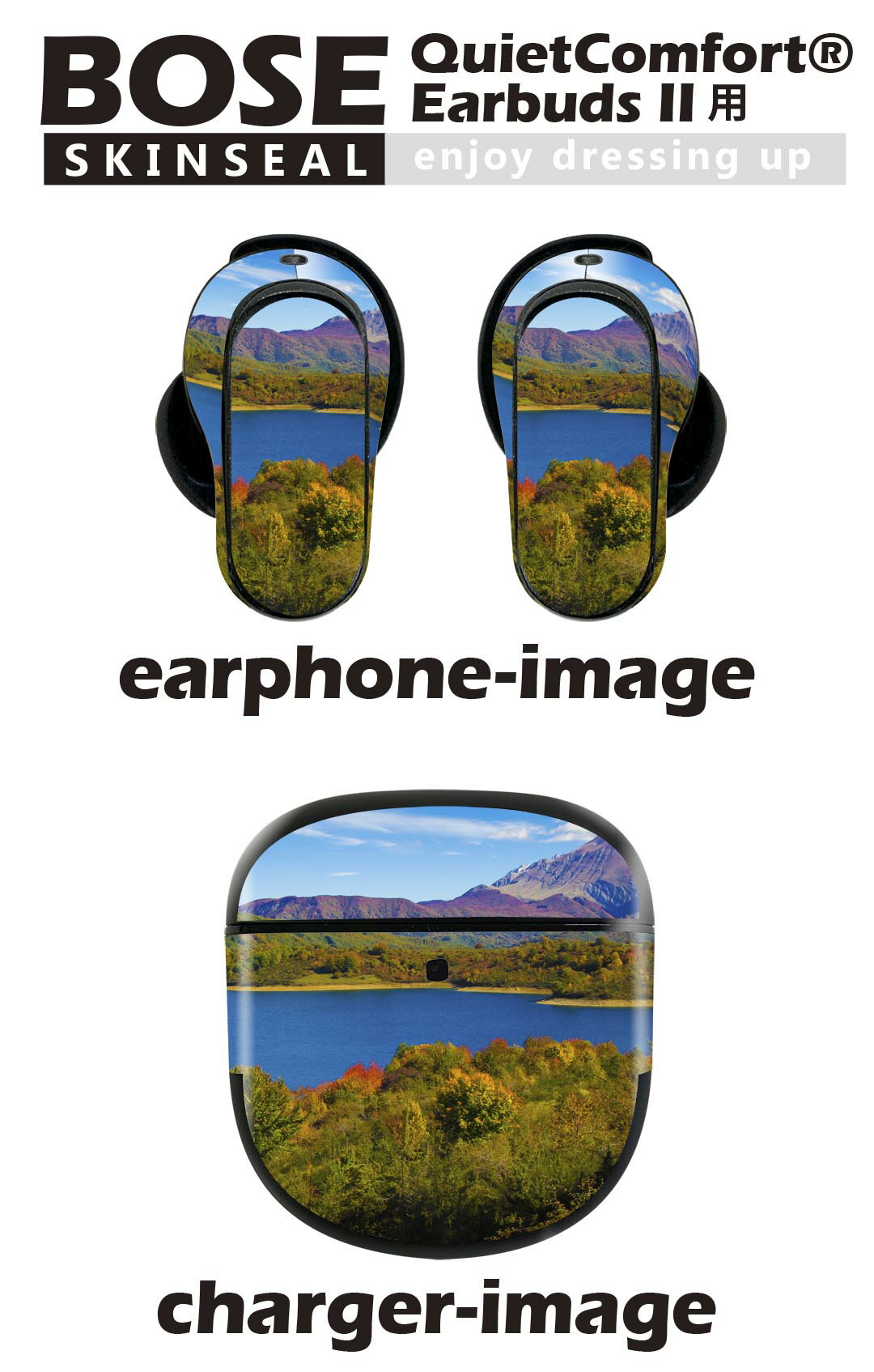 Bose QuietComfort Earbuds II 用 スキンシール ボーズ イヤバッズ2 用　ステッカー　本体3セット ケース1セット 保護 フィルム デコ 風景　景色　写真 009833