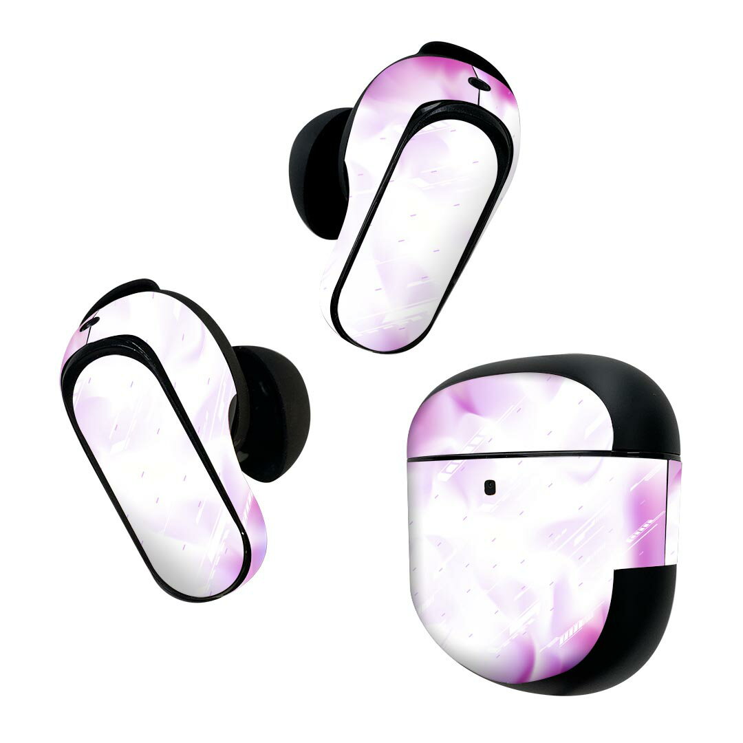 Bose QuietComfort Earbuds II 用 スキンシール ボーズ イヤバッズ2 用 ステッカー 本体3セット ケース1セット 保護 フィルム デコ シンプル 紫 002024