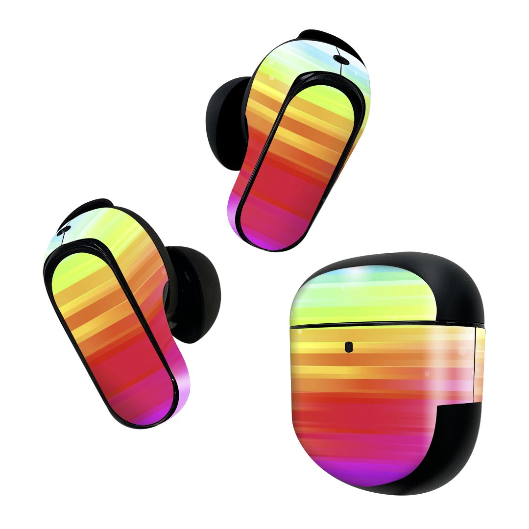 Bose QuietComfort Earbuds II 用 スキンシール ボーズ イヤバッズ2 用　ステッカー　本体3セット ケース1セット 保護 フィルム デコ カラフル　シンプル 002066