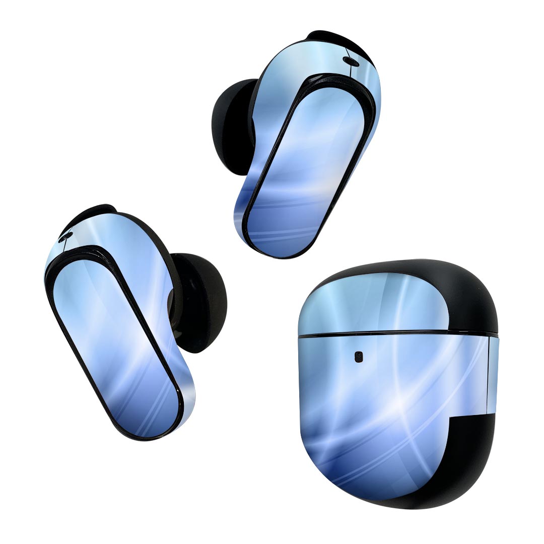 Bose QuietComfort Earbuds II 用 スキンシール ボーズ イヤバッズ2 用　ステッカー　本体3セット ケース1セット 保護 フィルム デコ シンプル　青 002201