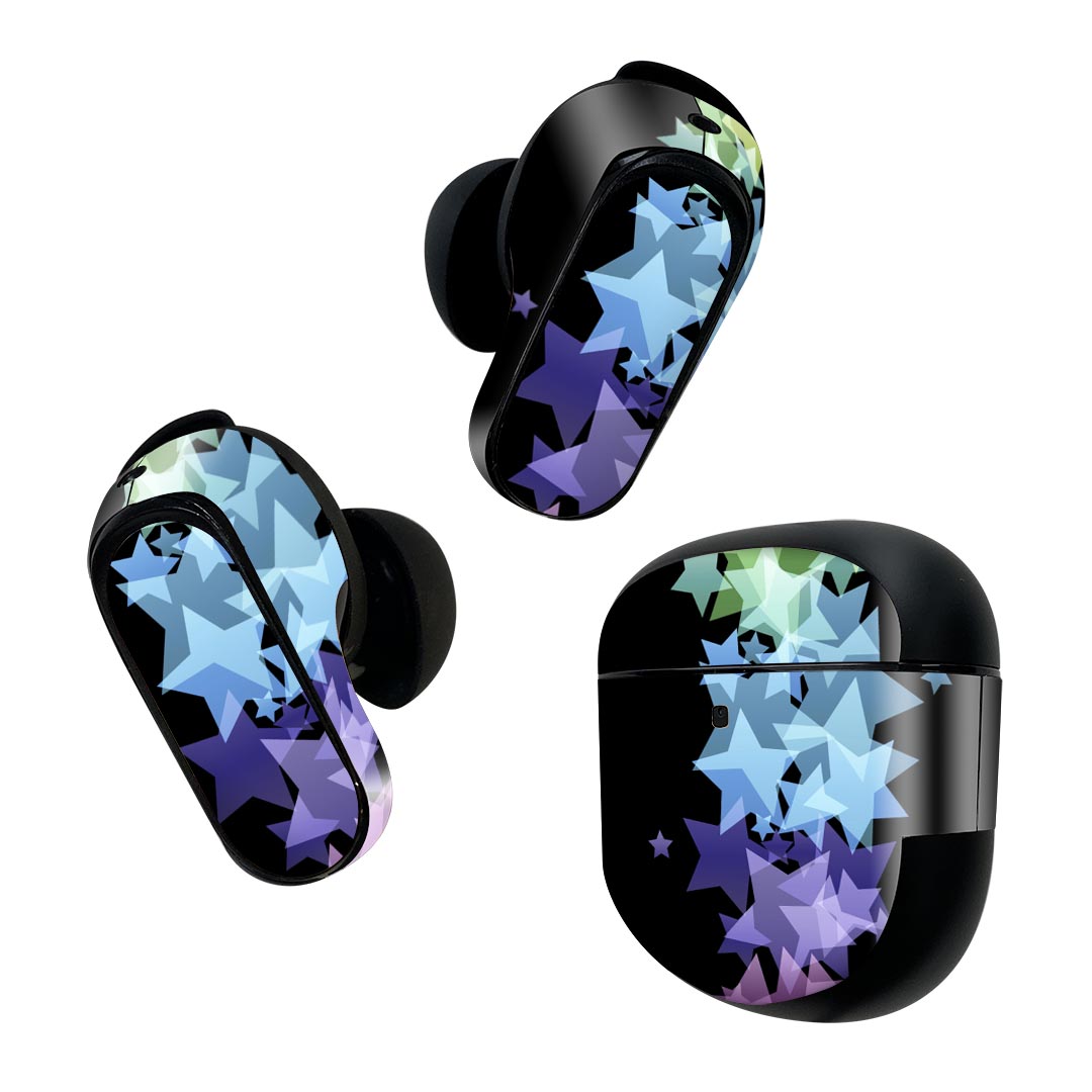 製品名 Bose QuietComfort Earbuds II 専用デザインスキンシール セット内容 Bose QuietComfort Earbuds II 専用シール　イヤホン（左右）3枚、充電ケース用シール 1枚AirPods第3世代専用です。第1?2世代、Proシリーズには対応していません。 商品特徴 再剥離性シートを素材に採用し、細かな位置調整がしやすく貼り直しが容易です。また、エアフリーでもありますので気泡が簡単に逃げるので、キレイに貼ることができます。専用の業務プリンターを使い、商品画像と遜色のない美しい印刷仕上がり。 注意事項 画像はサンプルですので、ご覧の環境によっては多少色味に違いを感じる場合がございます。 イメージと違った、モニターと色味が異なるという理由での交換や返金はご対応出来かねます。スキンシールのみの販売で、機器本体や充電ケース本体は付属しません。シワができた場合、ドライヤーなどで軽く温め、外側に向けてシワを伸ばすように貼ってください。初回貼付時の位置調整や貼り直しは可能ですが、しっかりと押し付けて接着させた後の再剥離、再利用は保証しておりません。また接着部に油分や汚れが付着しますと角の部分は剥がれやすくなりますので、貼付時はあまり触れないようにご注意ください。無地のセミグロスシートにデザインをプリントした商品で、デコなどの加工はございません。 凹凸や光沢があるように見えたり布地や金属を素材にしたように見える商品もありますが、デザインの図版によるものです。印刷時に微妙な画像のズレが生じる場合がございます。ご注文後に1点1点制作する受注生産品の為、不良品以外のご返品や交換は固くお断りします。 商品発送 完全受注生産のハンドメイド商品となりますので、既製品と比べて発送までお時間を頂いています。 基本的に決済確認後2~3営業日、最大で10営業日での発送となります。繁忙期や休業日明けの場合はさらに時間がかかる場合があります。 その際には別途メールにてご連絡致します。メール便の場合、発送日から到着までに2?4日ほどかかる場合が多く、紛失などの保障もご対応できかねます。あらかじめご了承下さい。