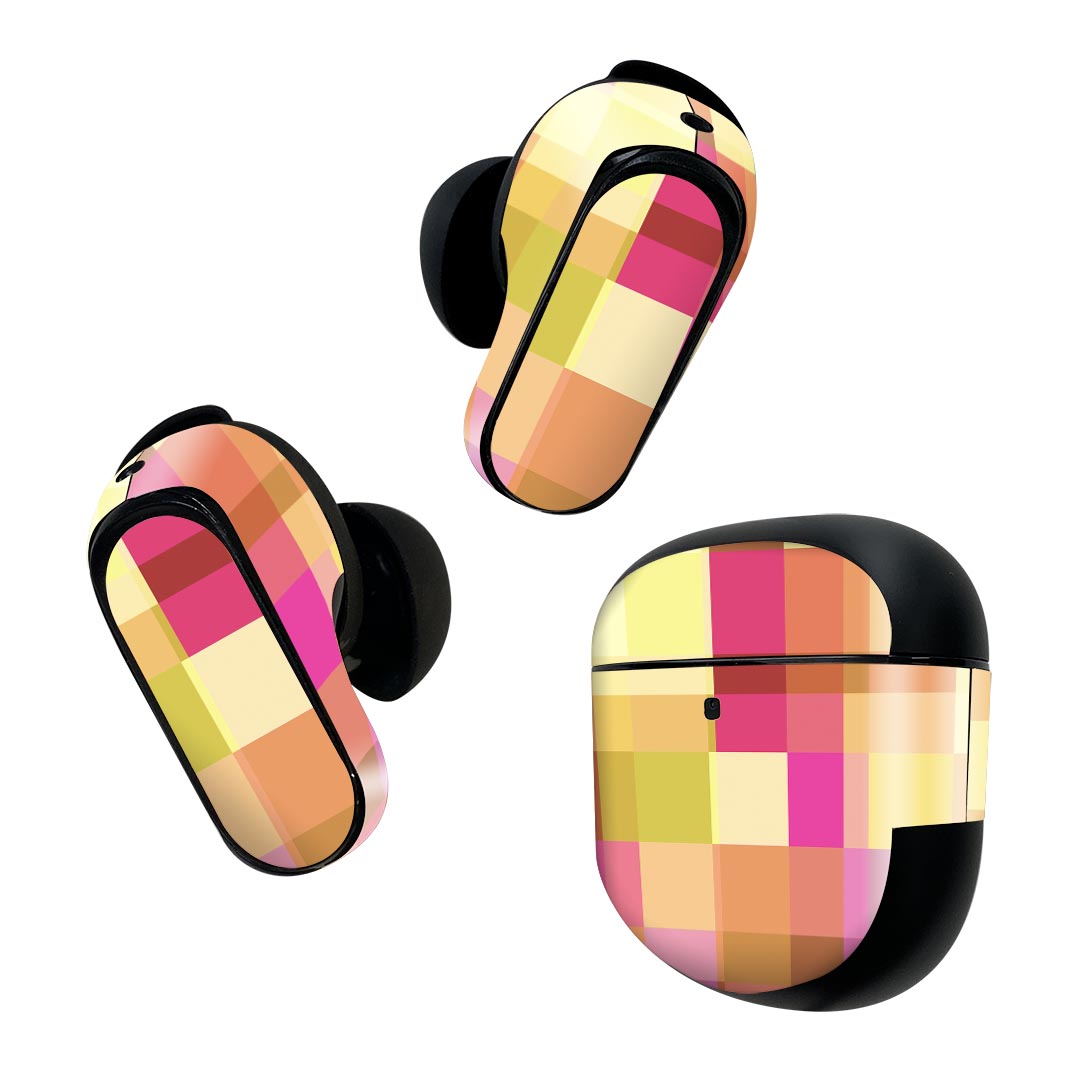 Bose QuietComfort Earbuds II 用 スキンシール ボーズ イヤバッズ2 用　ステッカー　本体3セット ケース1セット 保護 フィルム デコ 模様　カラフル 002354