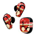 Bose QuietComfort Earbuds II 用 スキンシール ボーズ イヤバッズ2 用 ステッカー 本体3セット ケース1セット 保護 フィルム デコ 日本語・和柄 ひな祭り 花 赤 002699(2)