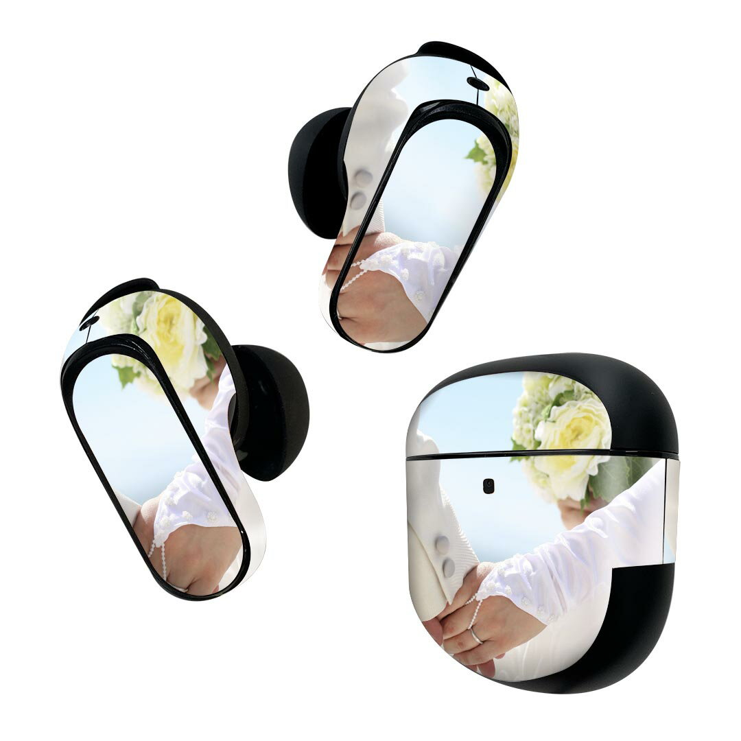 Bose QuietComfort Earbuds II 用 スキンシール ボーズ イヤバッズ2 用　ステッカー　本体3セット ケース1セット 保護 フィルム デコ ウエディング　写真 002821