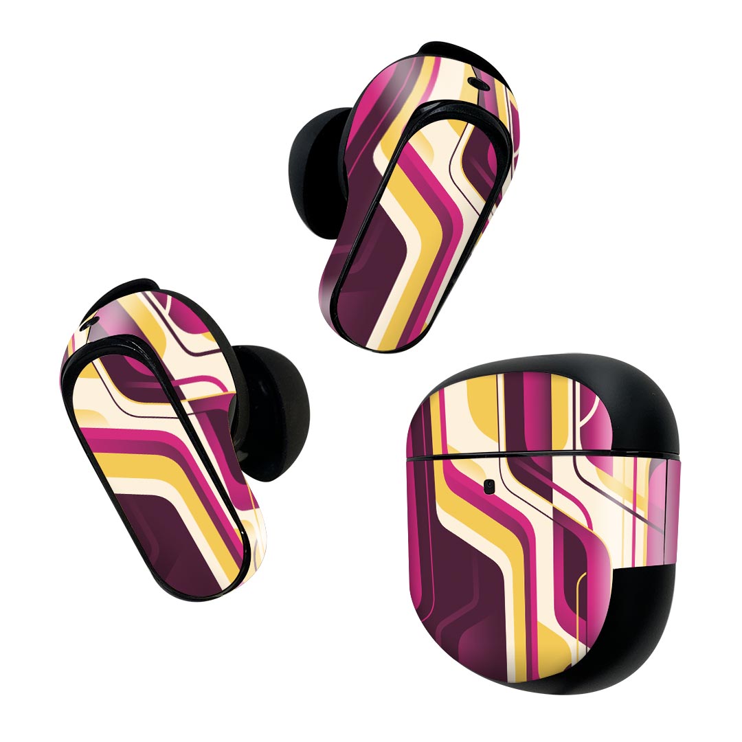 製品名 Bose QuietComfort Earbuds II 専用デザインスキンシール セット内容 Bose QuietComfort Earbuds II 専用シール　イヤホン（左右）3枚、充電ケース用シール 1枚AirPods第3世代専用です。第1?2世代、Proシリーズには対応していません。 商品特徴 再剥離性シートを素材に採用し、細かな位置調整がしやすく貼り直しが容易です。また、エアフリーでもありますので気泡が簡単に逃げるので、キレイに貼ることができます。専用の業務プリンターを使い、商品画像と遜色のない美しい印刷仕上がり。 注意事項 画像はサンプルですので、ご覧の環境によっては多少色味に違いを感じる場合がございます。 イメージと違った、モニターと色味が異なるという理由での交換や返金はご対応出来かねます。スキンシールのみの販売で、機器本体や充電ケース本体は付属しません。シワができた場合、ドライヤーなどで軽く温め、外側に向けてシワを伸ばすように貼ってください。初回貼付時の位置調整や貼り直しは可能ですが、しっかりと押し付けて接着させた後の再剥離、再利用は保証しておりません。また接着部に油分や汚れが付着しますと角の部分は剥がれやすくなりますので、貼付時はあまり触れないようにご注意ください。無地のセミグロスシートにデザインをプリントした商品で、デコなどの加工はございません。 凹凸や光沢があるように見えたり布地や金属を素材にしたように見える商品もありますが、デザインの図版によるものです。印刷時に微妙な画像のズレが生じる場合がございます。ご注文後に1点1点制作する受注生産品の為、不良品以外のご返品や交換は固くお断りします。 商品発送 完全受注生産のハンドメイド商品となりますので、既製品と比べて発送までお時間を頂いています。 基本的に決済確認後2~3営業日、最大で10営業日での発送となります。繁忙期や休業日明けの場合はさらに時間がかかる場合があります。 その際には別途メールにてご連絡致します。メール便の場合、発送日から到着までに2?4日ほどかかる場合が多く、紛失などの保障もご対応できかねます。あらかじめご了承下さい。