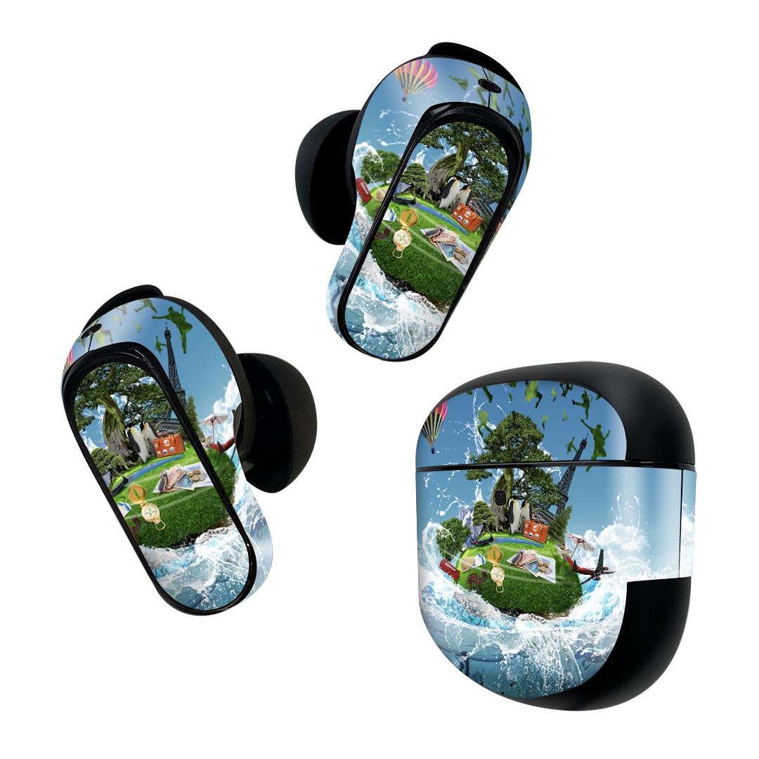 製品名 Bose QuietComfort Earbuds II 専用デザインスキンシール セット内容 Bose QuietComfort Earbuds II 専用シール　イヤホン（左右）3枚、充電ケース用シール 1枚AirPods第3世代専用です。第1?2世代、Proシリーズには対応していません。 商品特徴 再剥離性シートを素材に採用し、細かな位置調整がしやすく貼り直しが容易です。また、エアフリーでもありますので気泡が簡単に逃げるので、キレイに貼ることができます。専用の業務プリンターを使い、商品画像と遜色のない美しい印刷仕上がり。 注意事項 画像はサンプルですので、ご覧の環境によっては多少色味に違いを感じる場合がございます。 イメージと違った、モニターと色味が異なるという理由での交換や返金はご対応出来かねます。スキンシールのみの販売で、機器本体や充電ケース本体は付属しません。シワができた場合、ドライヤーなどで軽く温め、外側に向けてシワを伸ばすように貼ってください。初回貼付時の位置調整や貼り直しは可能ですが、しっかりと押し付けて接着させた後の再剥離、再利用は保証しておりません。また接着部に油分や汚れが付着しますと角の部分は剥がれやすくなりますので、貼付時はあまり触れないようにご注意ください。無地のセミグロスシートにデザインをプリントした商品で、デコなどの加工はございません。 凹凸や光沢があるように見えたり布地や金属を素材にしたように見える商品もありますが、デザインの図版によるものです。印刷時に微妙な画像のズレが生じる場合がございます。ご注文後に1点1点制作する受注生産品の為、不良品以外のご返品や交換は固くお断りします。 商品発送 完全受注生産のハンドメイド商品となりますので、既製品と比べて発送までお時間を頂いています。 基本的に決済確認後2~3営業日、最大で10営業日での発送となります。繁忙期や休業日明けの場合はさらに時間がかかる場合があります。 その際には別途メールにてご連絡致します。メール便の場合、発送日から到着までに2?4日ほどかかる場合が多く、紛失などの保障もご対応できかねます。あらかじめご了承下さい。