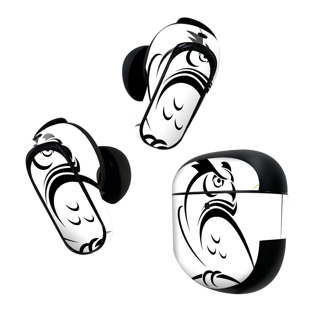 Bose QuietComfort Earbuds II 用 スキンシール ボーズ イヤバッズ2 用　ステッカー　本体3セット ケース1セット 保護 フィルム デコ 鳥　動物　イラスト 003479