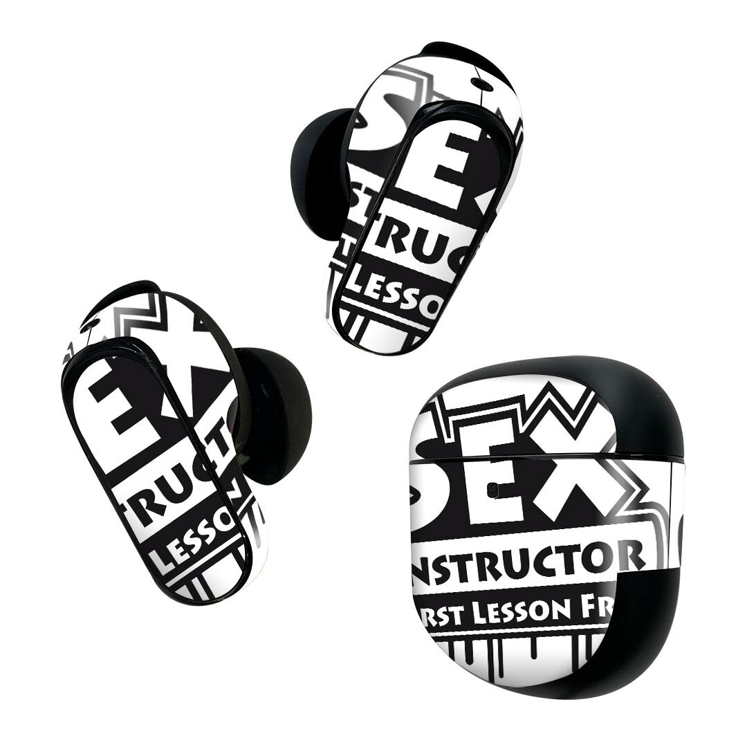 Bose QuietComfort Earbuds II 用 スキンシール ボーズ イヤバッズ2 用　ステッカー　本体3セット ケース1セット 保護 フィルム デコ 英語　文字 003546