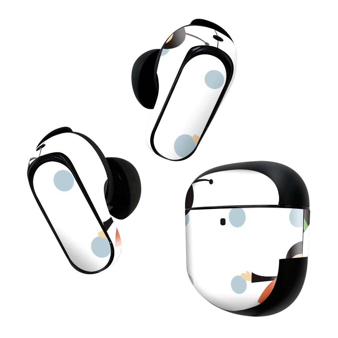 Bose QuietComfort Earbuds II 用 スキンシール ボーズ イヤバッズ2 用　ステッカー　本体3セット ケース1セット 保護 フィルム デコ キャラクター　水玉　ドット 003929