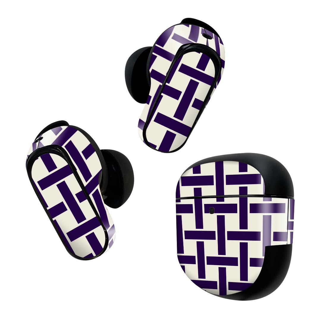 乐天商城 - Bose QuietComfort Earbuds II 用 スキンシール ボーズ イヤバッズ2 用　ステッカー　本体3セット ケース1セット 保護 フィルム デコ 和風　和柄　紺 003993