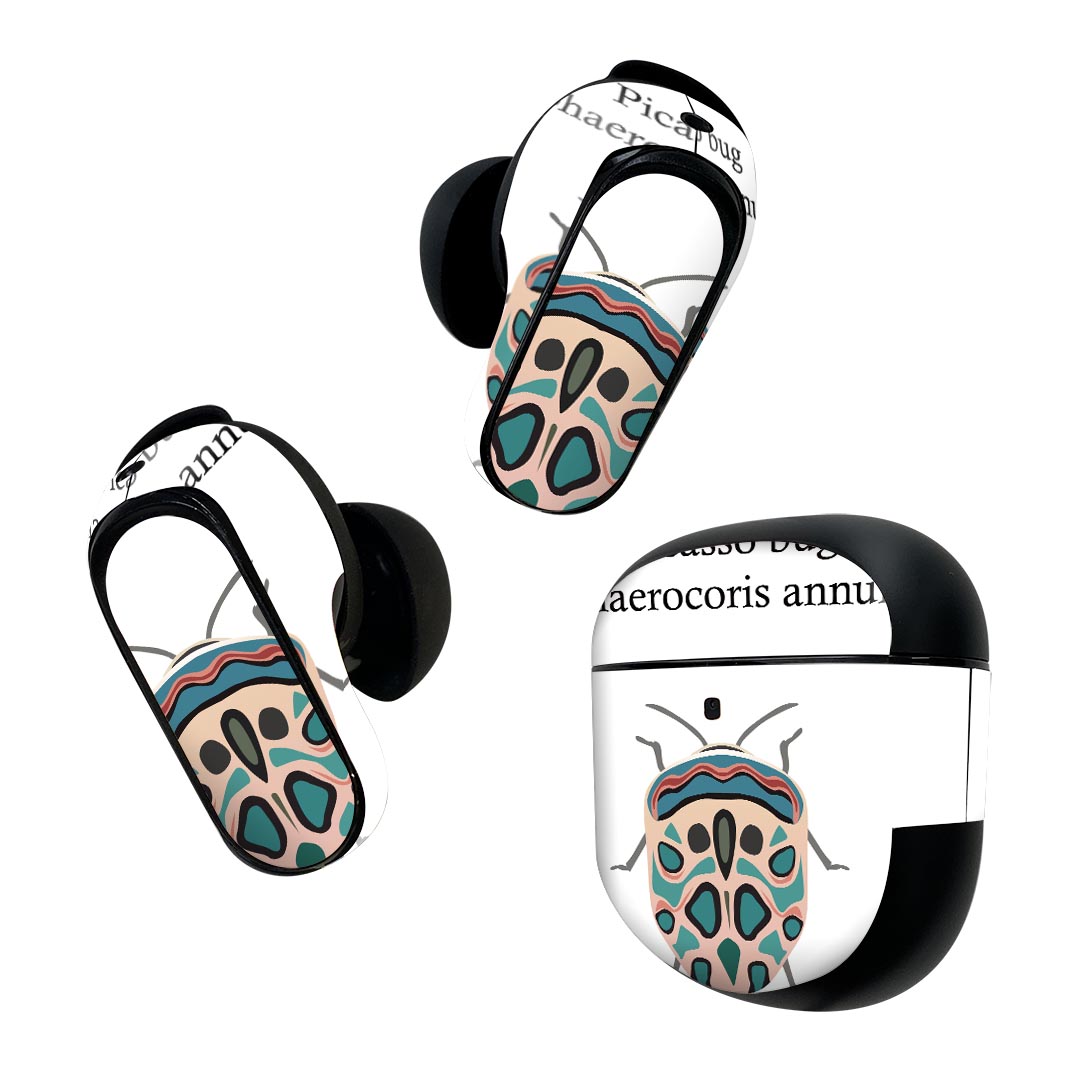 Bose QuietComfort Earbuds II 用 スキンシール ボーズ イヤバッズ2 用 ステッカー 本体3セット ケース1セット 保護 フィルム デコ 虫 虫 picasso bug ピカソバグ 020023