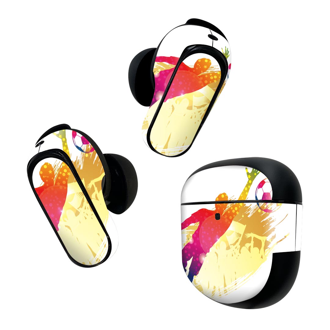 製品名 Bose QuietComfort Earbuds II 専用デザインスキンシール セット内容 Bose QuietComfort Earbuds II 専用シール　イヤホン（左右）3枚、充電ケース用シール 1枚AirPods第3世代専用です。第1?2世代、Proシリーズには対応していません。 商品特徴 再剥離性シートを素材に採用し、細かな位置調整がしやすく貼り直しが容易です。また、エアフリーでもありますので気泡が簡単に逃げるので、キレイに貼ることができます。専用の業務プリンターを使い、商品画像と遜色のない美しい印刷仕上がり。 注意事項 画像はサンプルですので、ご覧の環境によっては多少色味に違いを感じる場合がございます。 イメージと違った、モニターと色味が異なるという理由での交換や返金はご対応出来かねます。スキンシールのみの販売で、機器本体や充電ケース本体は付属しません。シワができた場合、ドライヤーなどで軽く温め、外側に向けてシワを伸ばすように貼ってください。初回貼付時の位置調整や貼り直しは可能ですが、しっかりと押し付けて接着させた後の再剥離、再利用は保証しておりません。また接着部に油分や汚れが付着しますと角の部分は剥がれやすくなりますので、貼付時はあまり触れないようにご注意ください。無地のセミグロスシートにデザインをプリントした商品で、デコなどの加工はございません。 凹凸や光沢があるように見えたり布地や金属を素材にしたように見える商品もありますが、デザインの図版によるものです。印刷時に微妙な画像のズレが生じる場合がございます。ご注文後に1点1点制作する受注生産品の為、不良品以外のご返品や交換は固くお断りします。 商品発送 完全受注生産のハンドメイド商品となりますので、既製品と比べて発送までお時間を頂いています。 基本的に決済確認後2~3営業日、最大で10営業日での発送となります。繁忙期や休業日明けの場合はさらに時間がかかる場合があります。 その際には別途メールにてご連絡致します。メール便の場合、発送日から到着までに2?4日ほどかかる場合が多く、紛失などの保障もご対応できかねます。あらかじめご了承下さい。