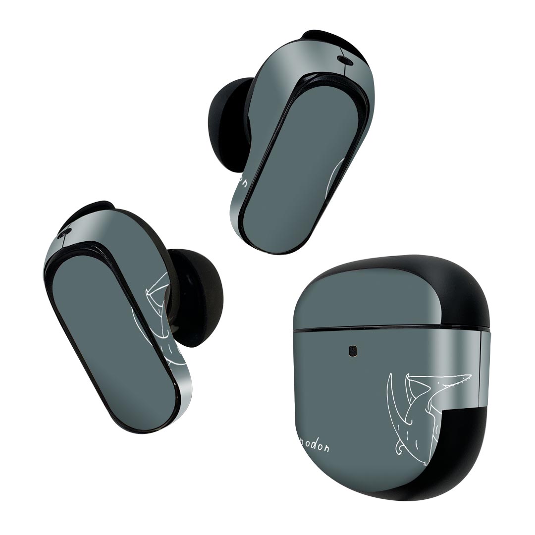 Bose QuietComfort Earbuds II 用 スキンシール ボーズ イヤバッズ2 用 ステッカー 本体3セット ケース1セット 保護 フィルム デコ マスクデザイン 恐竜 プテラノドン 020795