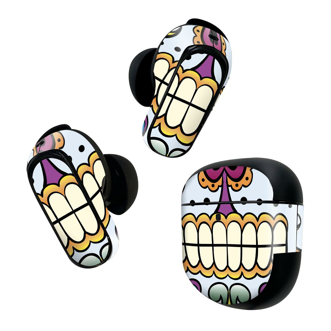 製品名 Bose QuietComfort Earbuds II 専用デザインスキンシール セット内容 Bose QuietComfort Earbuds II 専用シール　イヤホン（左右）3枚、充電ケース用シール 1枚AirPods第3世代専用です。第1?2世代、Proシリーズには対応していません。 商品特徴 再剥離性シートを素材に採用し、細かな位置調整がしやすく貼り直しが容易です。また、エアフリーでもありますので気泡が簡単に逃げるので、キレイに貼ることができます。専用の業務プリンターを使い、商品画像と遜色のない美しい印刷仕上がり。 注意事項 画像はサンプルですので、ご覧の環境によっては多少色味に違いを感じる場合がございます。 イメージと違った、モニターと色味が異なるという理由での交換や返金はご対応出来かねます。スキンシールのみの販売で、機器本体や充電ケース本体は付属しません。シワができた場合、ドライヤーなどで軽く温め、外側に向けてシワを伸ばすように貼ってください。初回貼付時の位置調整や貼り直しは可能ですが、しっかりと押し付けて接着させた後の再剥離、再利用は保証しておりません。また接着部に油分や汚れが付着しますと角の部分は剥がれやすくなりますので、貼付時はあまり触れないようにご注意ください。無地のセミグロスシートにデザインをプリントした商品で、デコなどの加工はございません。 凹凸や光沢があるように見えたり布地や金属を素材にしたように見える商品もありますが、デザインの図版によるものです。印刷時に微妙な画像のズレが生じる場合がございます。ご注文後に1点1点制作する受注生産品の為、不良品以外のご返品や交換は固くお断りします。 商品発送 完全受注生産のハンドメイド商品となりますので、既製品と比べて発送までお時間を頂いています。 基本的に決済確認後2~3営業日、最大で10営業日での発送となります。繁忙期や休業日明けの場合はさらに時間がかかる場合があります。 その際には別途メールにてご連絡致します。メール便の場合、発送日から到着までに2?4日ほどかかる場合が多く、紛失などの保障もご対応できかねます。あらかじめご了承下さい。