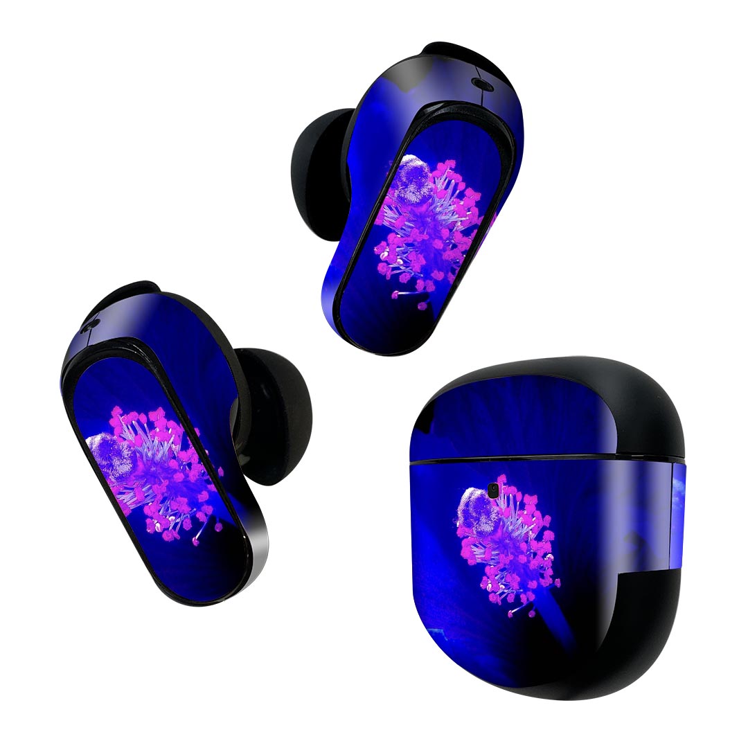 Bose QuietComfort Earbuds II 用 スキンシール ボーズ イヤバッズ2 用　ステッカー　本体3セット ケース1セット 保護 フィルム デコ 花　ネオン　蛍光 022920