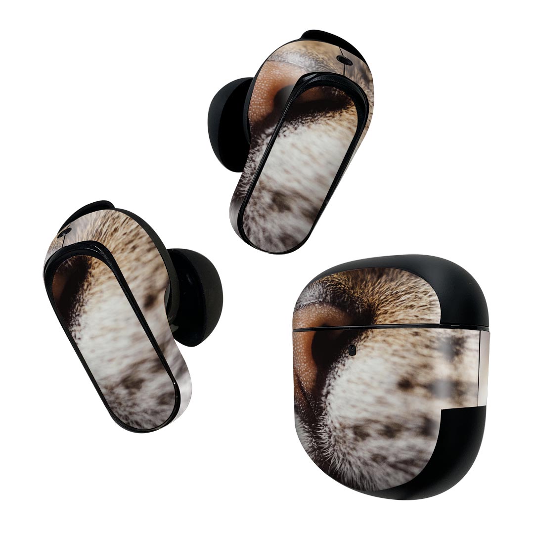 Bose QuietComfort Earbuds II 用 スキンシール ボーズ イヤバッズ2 用　ステッカー　本体3セット ケース1セット 保護 フィルム デコ 猫　ねこ　動物　写真 023091