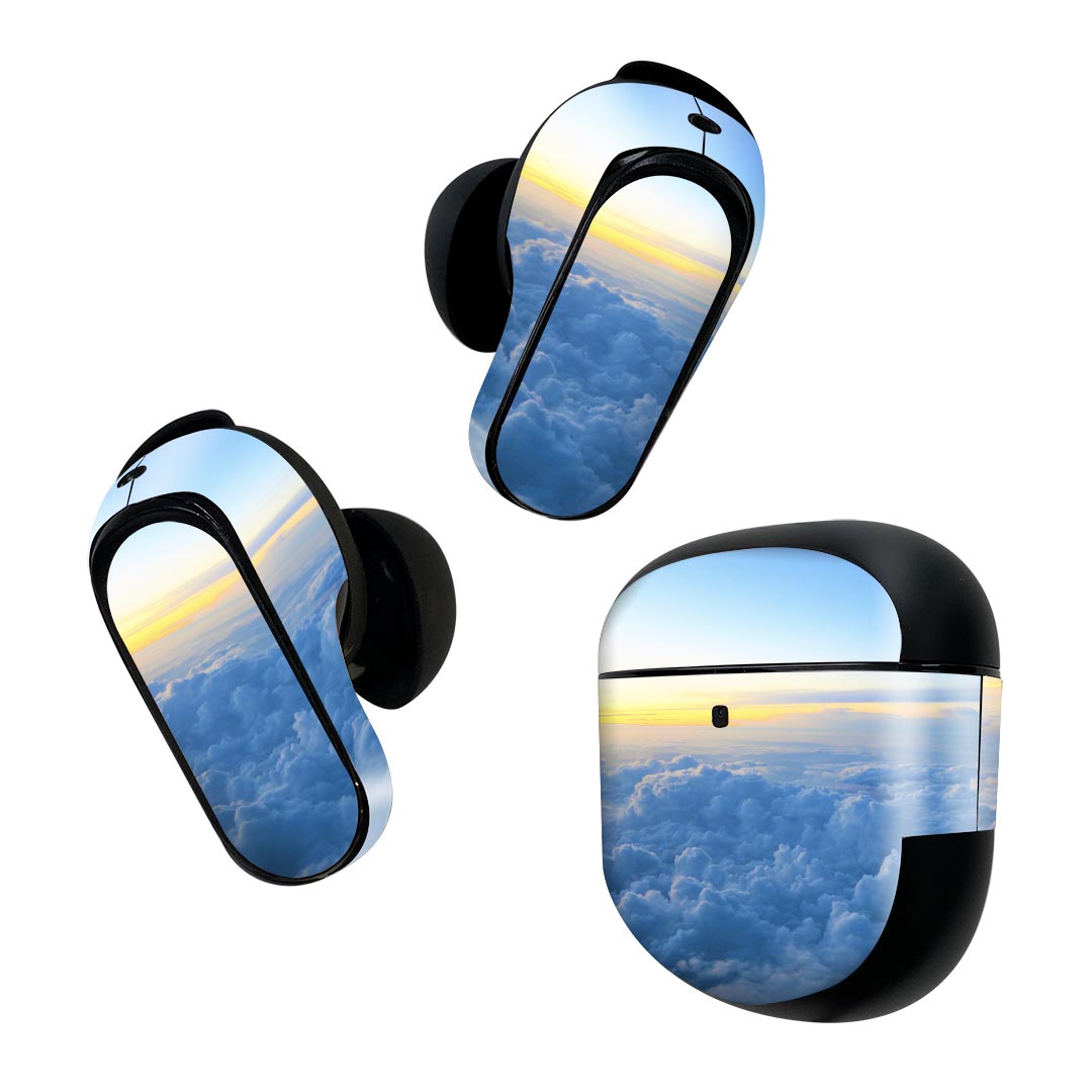 Bose QuietComfort Earbuds II 用 スキンシール ボーズ イヤバッズ2 用　ステッカー　本体3セット ケース1セット 保護 フィルム デコ 空　雲　自然 023134