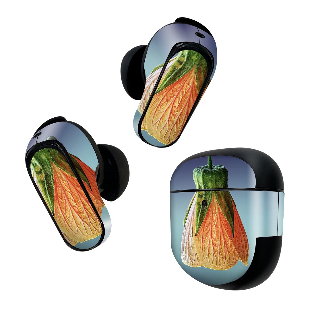 Bose QuietComfort Earbuds II 用 スキンシール ボーズ イヤバッズ2 用 ステッカー 本体3セット ケース1セット 保護 フィルム デコ 花 フラワー 023293