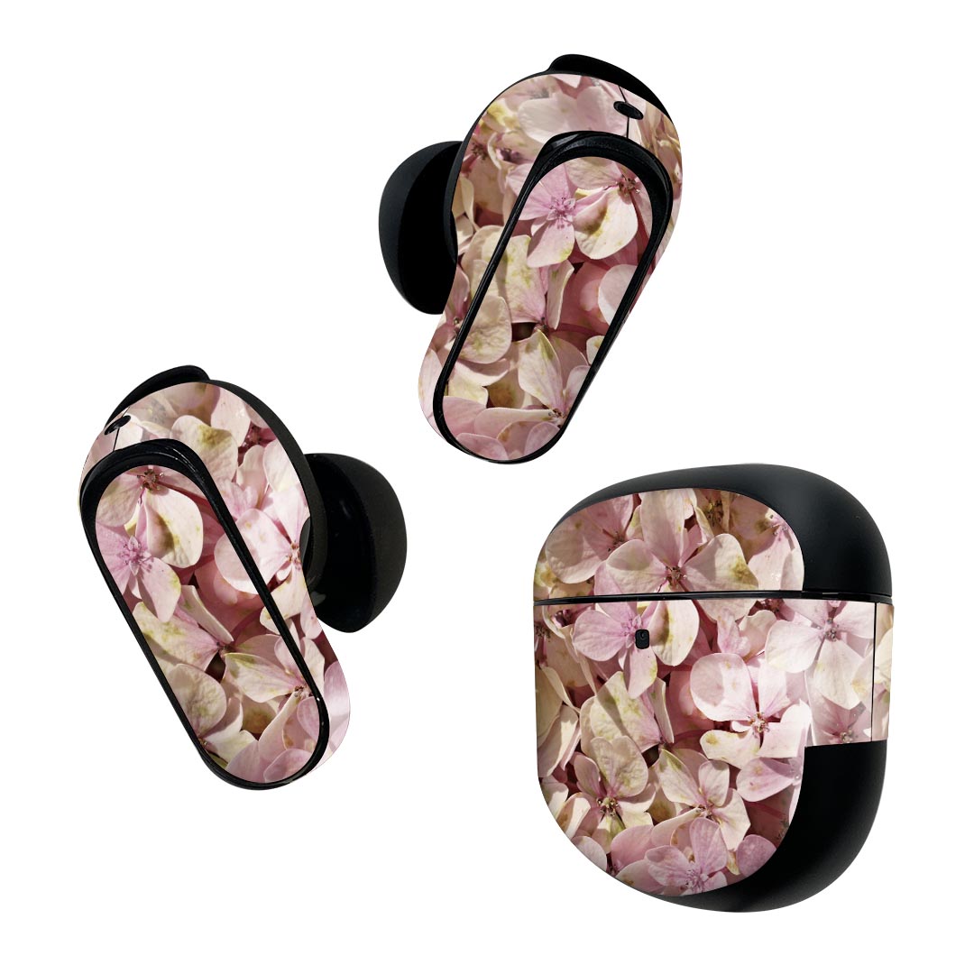Bose QuietComfort Earbuds II 用 スキンシール ボーズ イヤバッズ2 用　ステッカー　本体3セット ケース1セット 保護 フィルム デコ 花　フラワー　写真 023451
