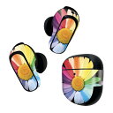 Bose QuietComfort Earbuds II 用 スキンシール ボーズ イヤバッズ2 用 ステッカー 本体3セット ケース1セット 保護 フィルム デコ 花 カラフル レインボー 多様性 023554